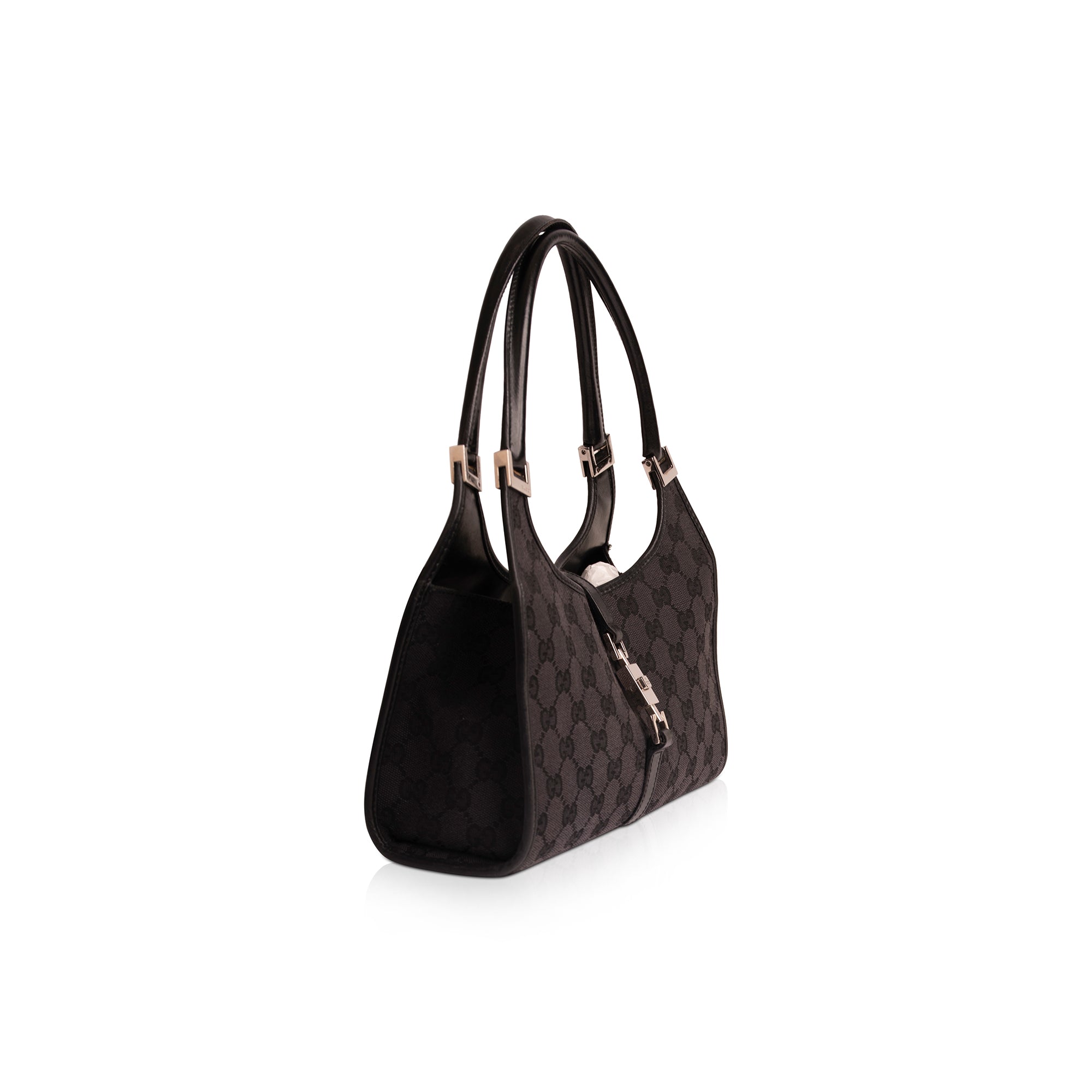 Gucci Black GG Canvas Jackie Bardot Bag