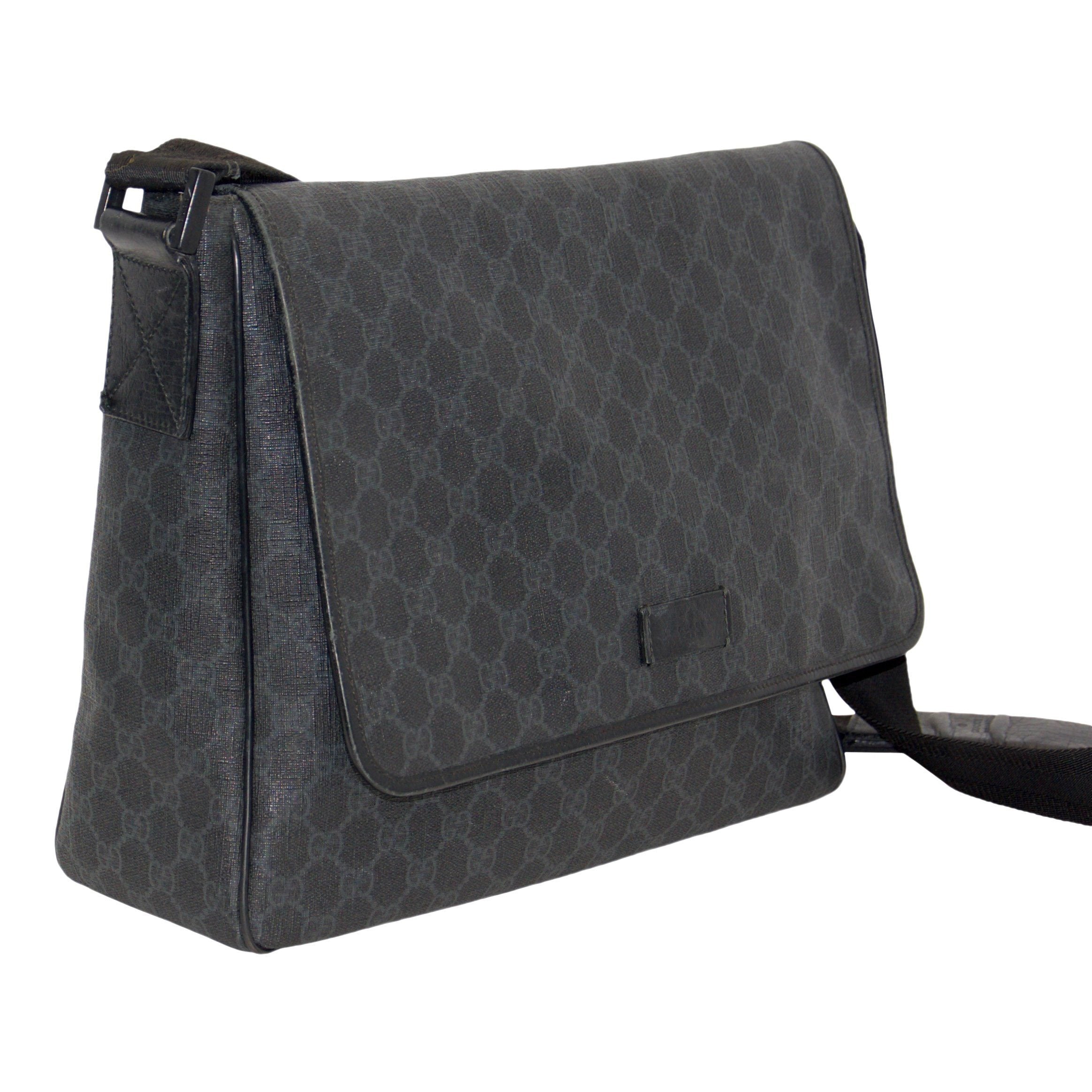 Gucci Black GG Coated Canvas Messenger Bag