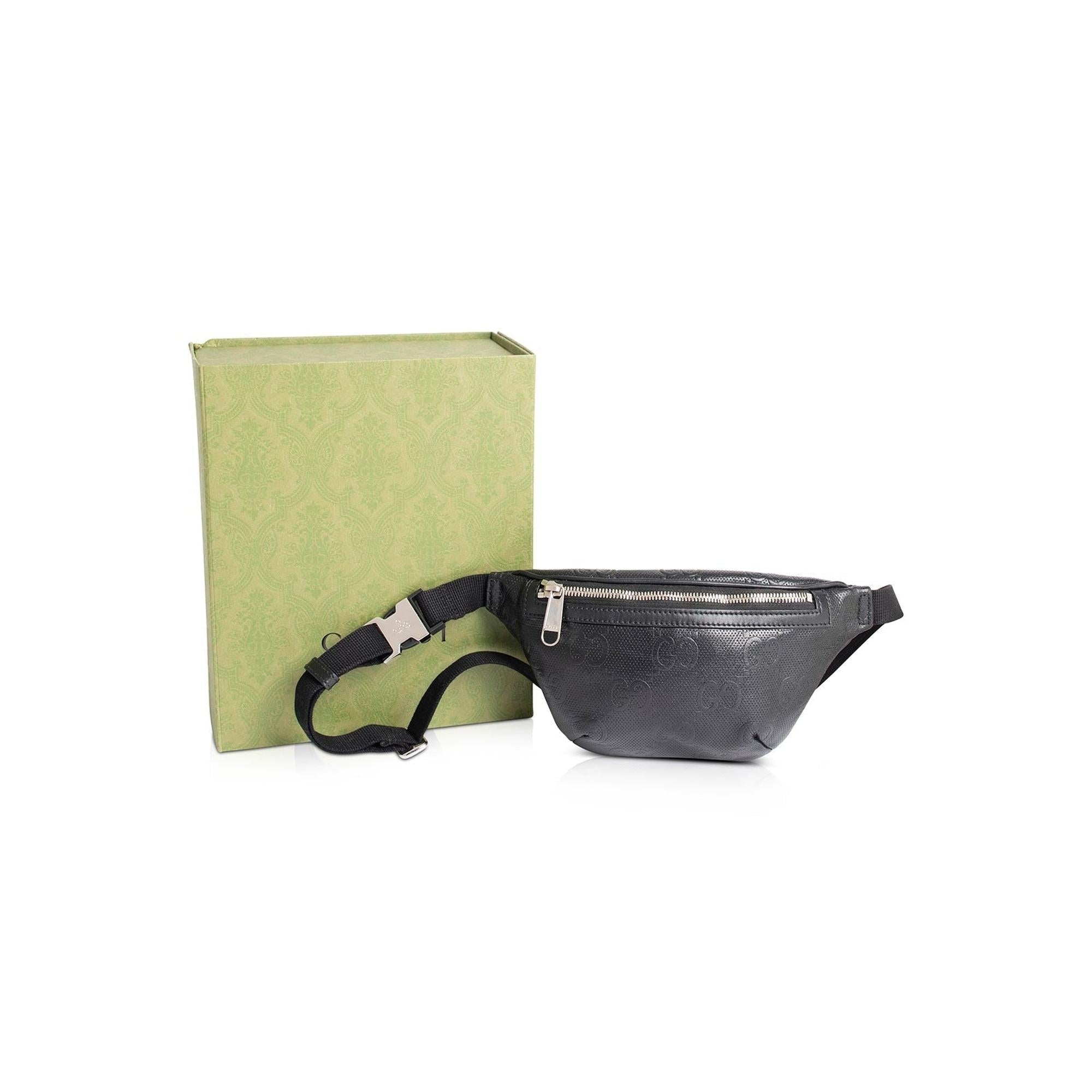 Gucci Black GG Embossed Belt Bag w/ Box