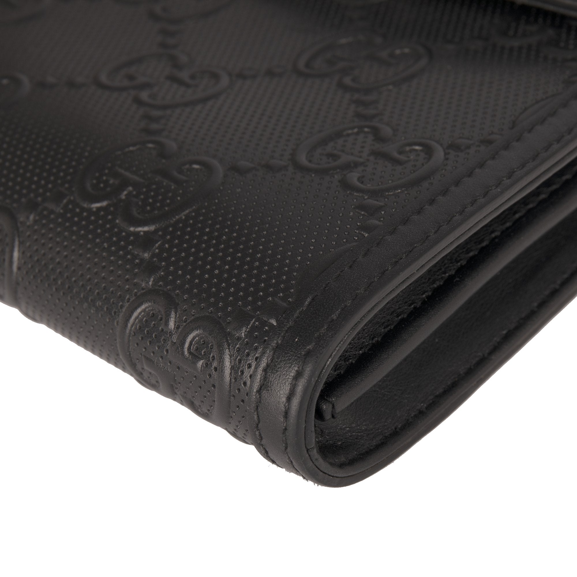 Gucci Black GG Embossed Messenger Bag