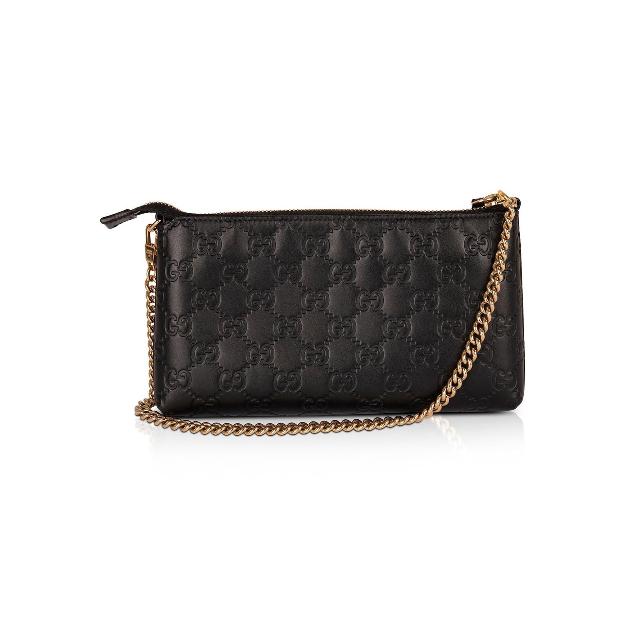 Gucci Black GG Signature Chain Wallet w/ Box