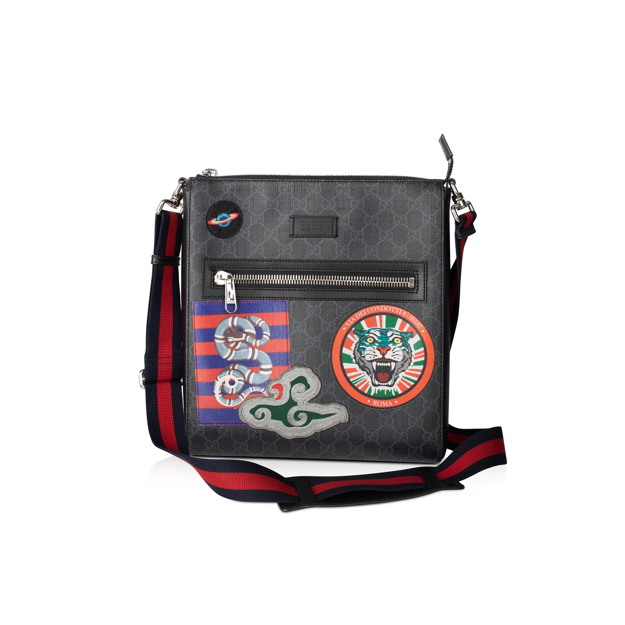 Gucci Black GG Supreme Night Courrier Messenger Bag