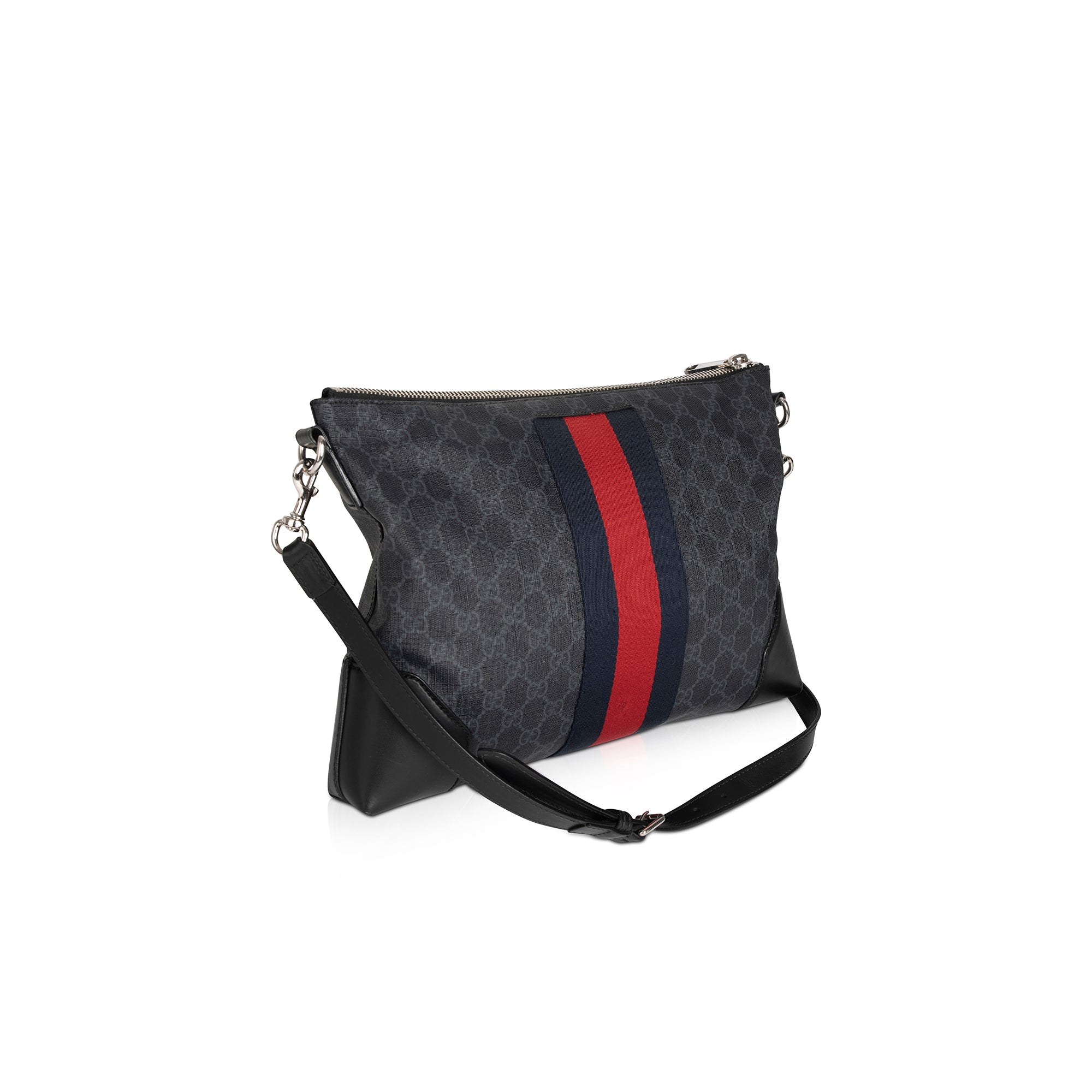 Gucci Black GG Supreme Web Messenger Bag