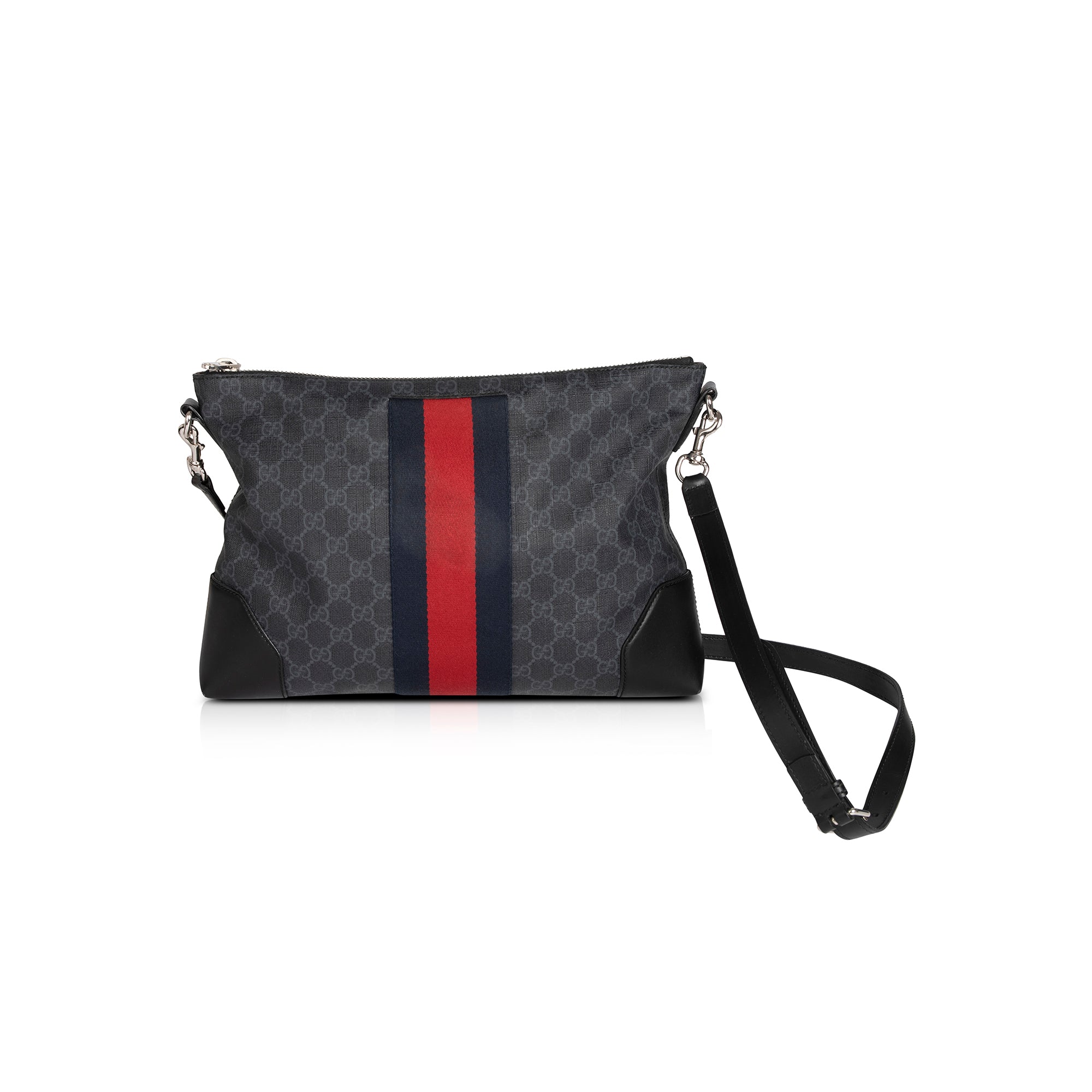 Gucci Black GG Supreme Web Messenger Bag