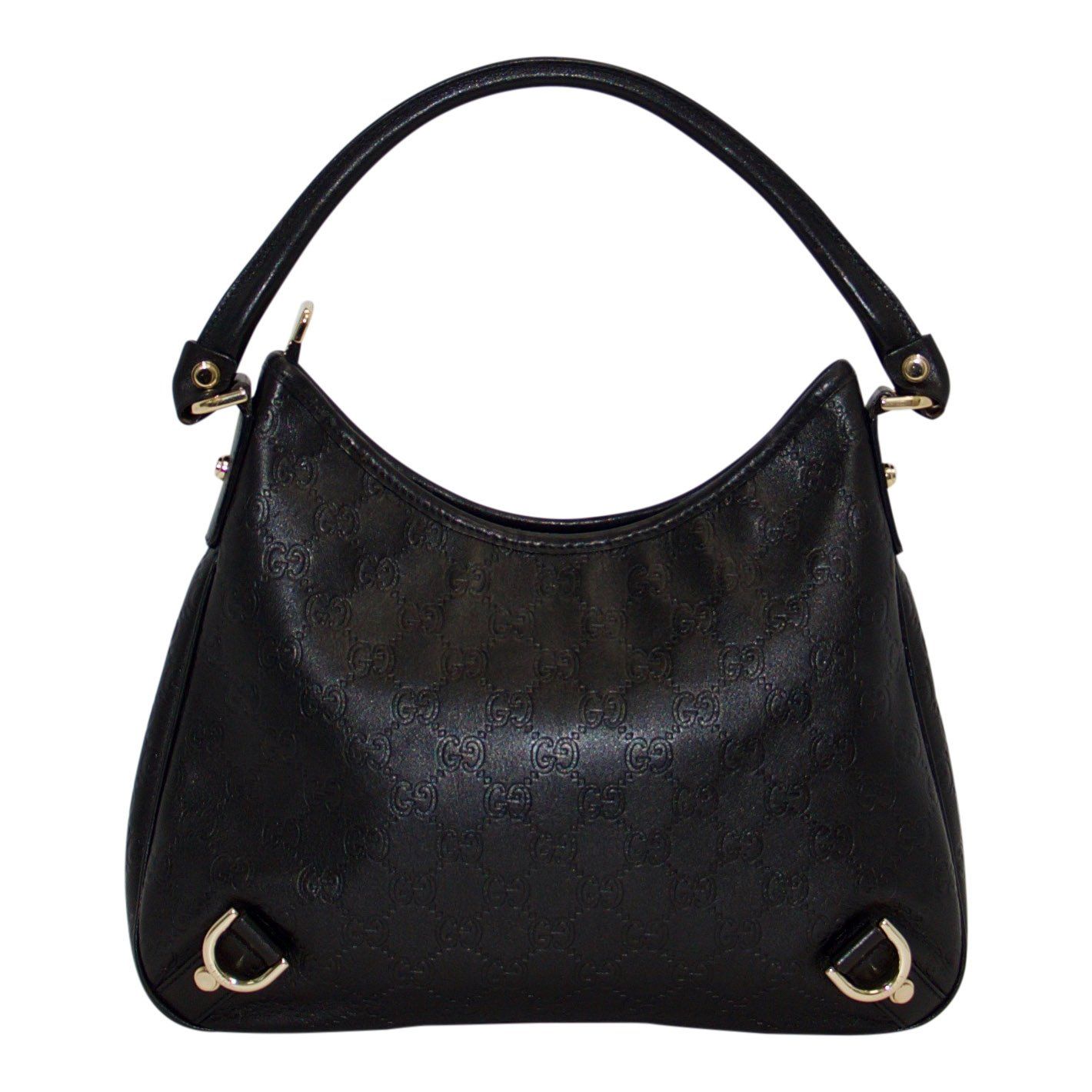 Gucci Black Guccissima D-Ring Abbey Hobo