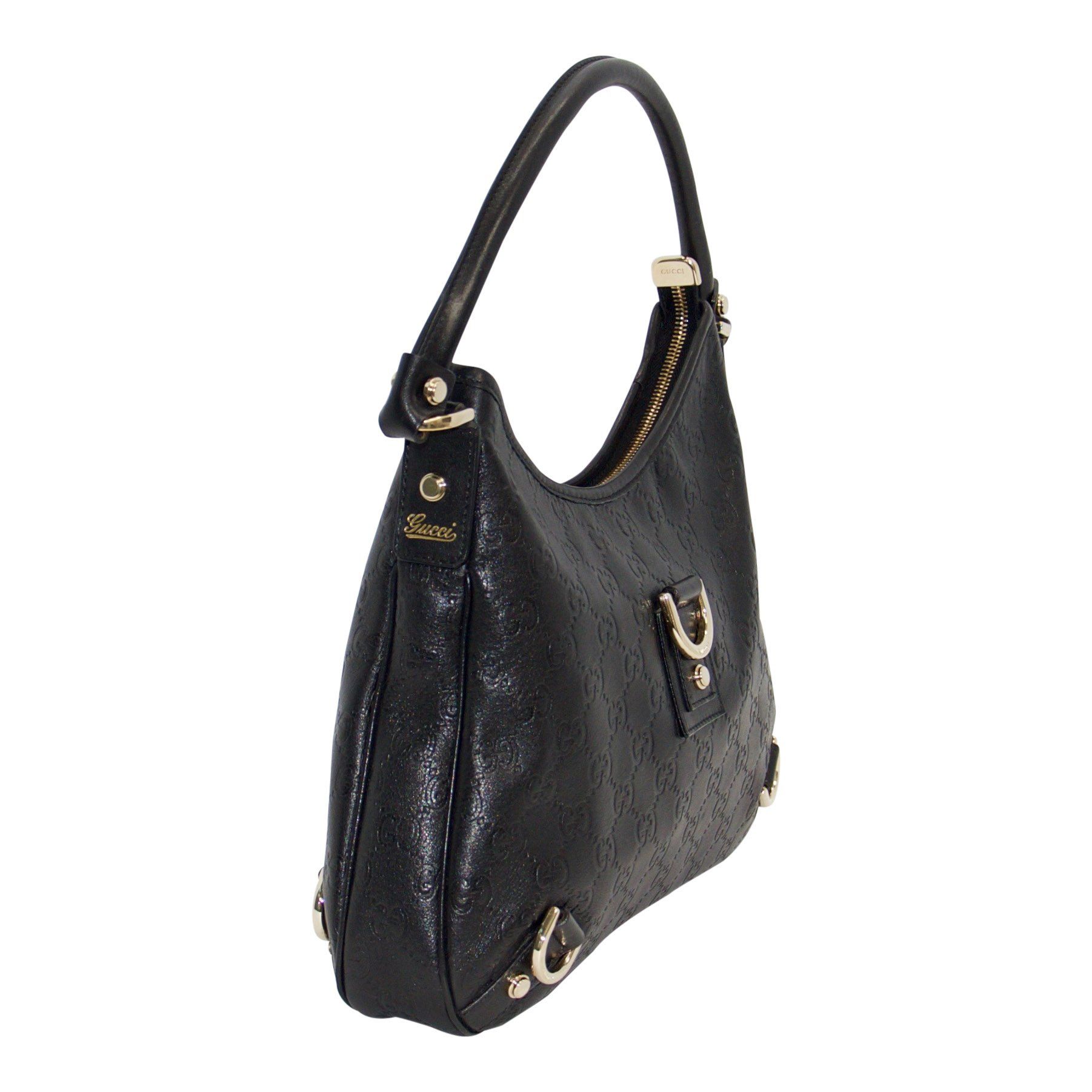 Gucci Black Guccissima D-Ring Abbey Hobo