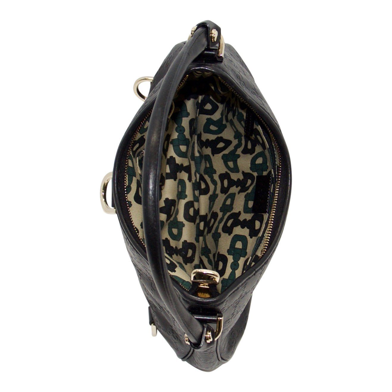 Gucci Black Guccissima D-Ring Abbey Hobo