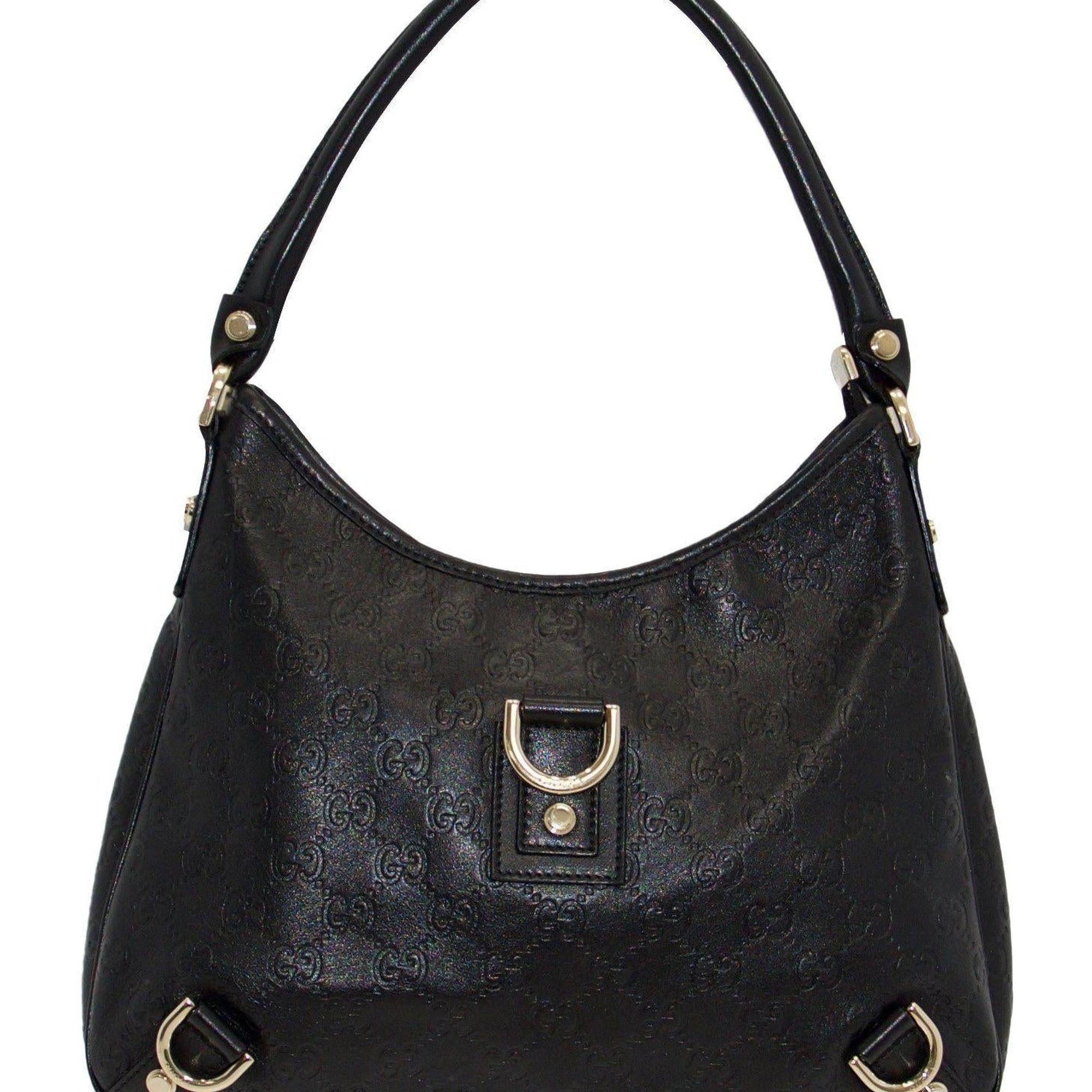 Gucci Black Guccissima D-Ring Abbey Hobo