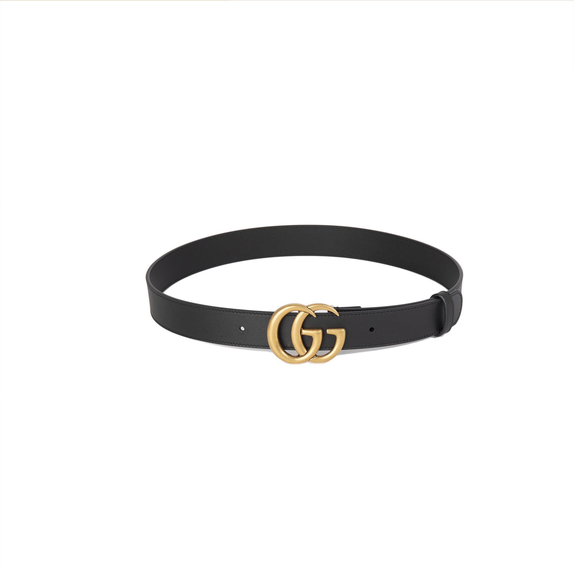 Gucci Black Leather Belt with Double G Buckle