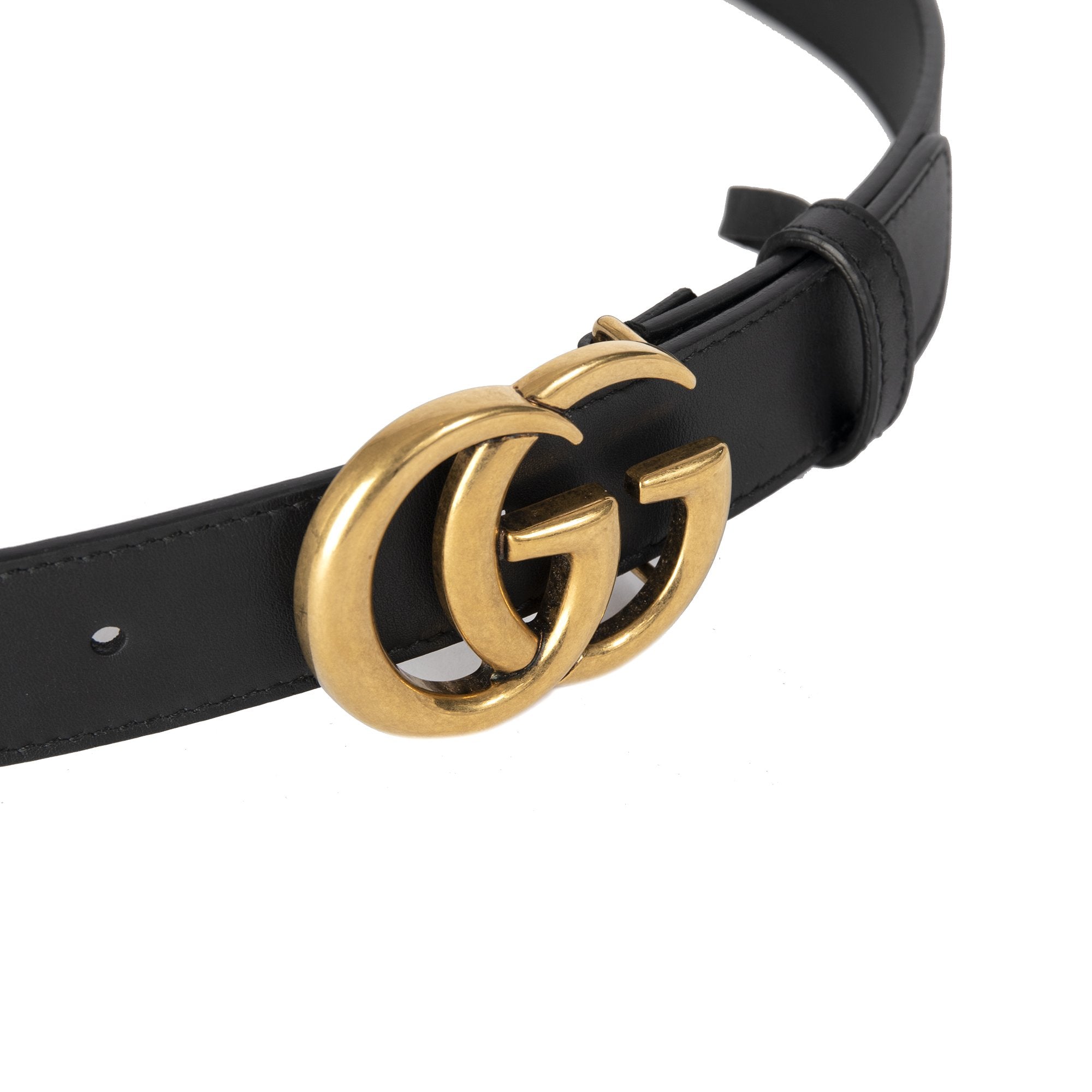 Gucci Black Leather Belt with Double G Buckle