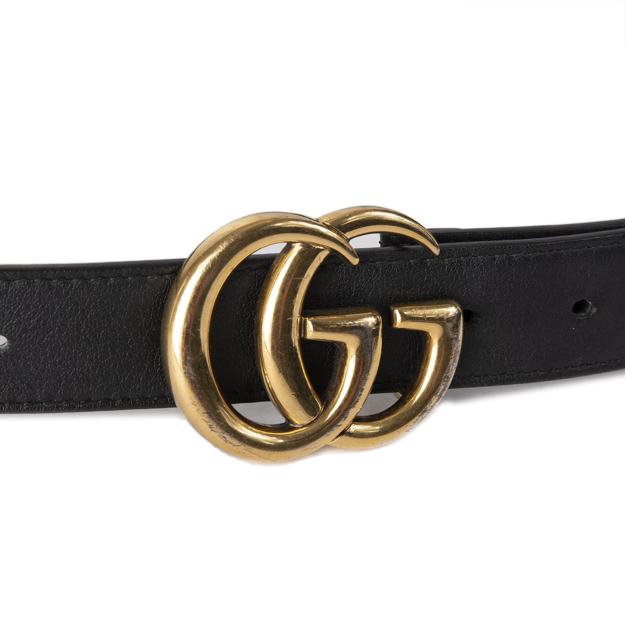 Gucci Black Leather Belt with Double G Buckle