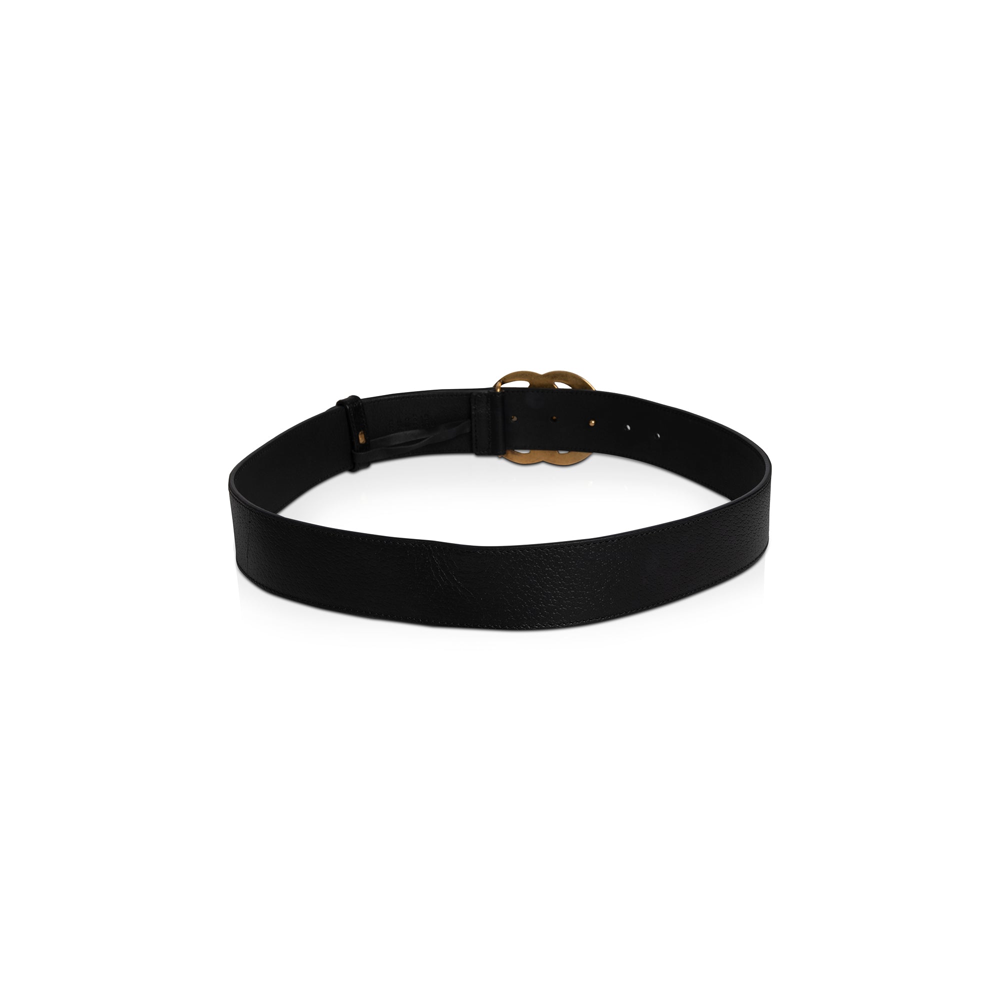 Gucci Black Leather Belt with Double G Buckle