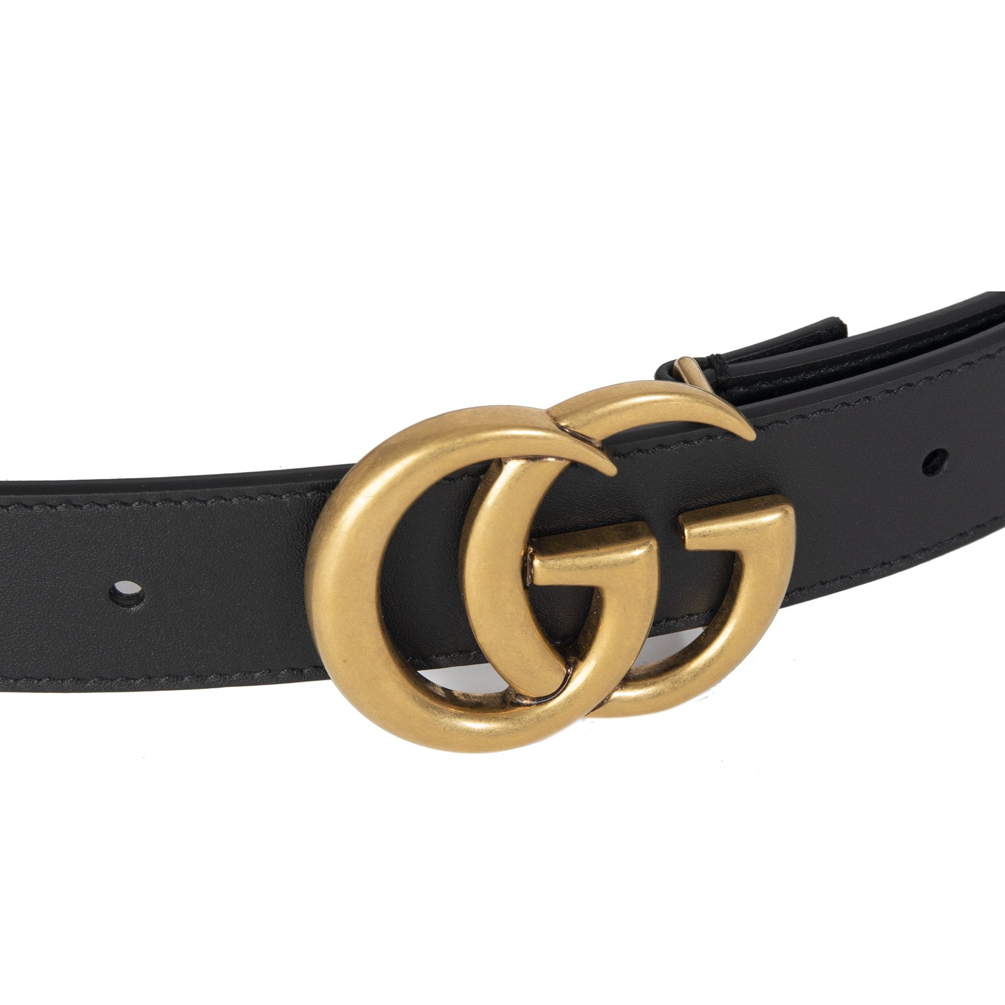 Gucci Black Leather Belt with Double G Buckle