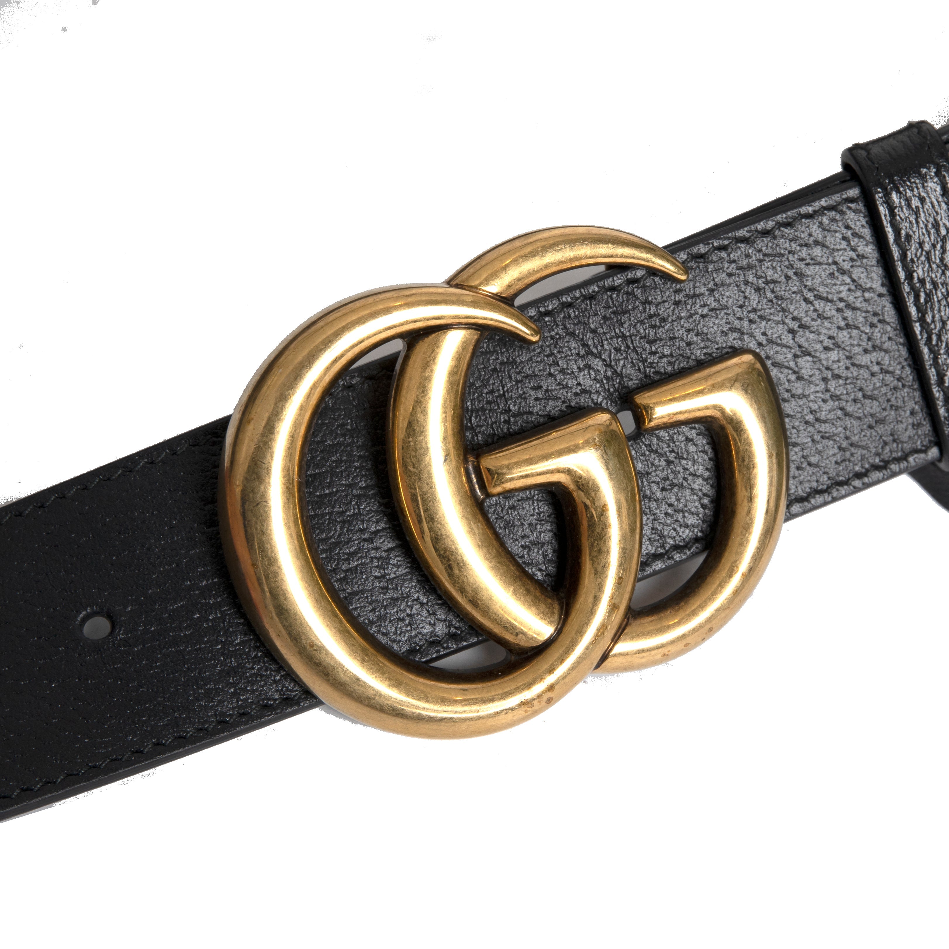 Gucci Black Leather Belt with Double G Buckle