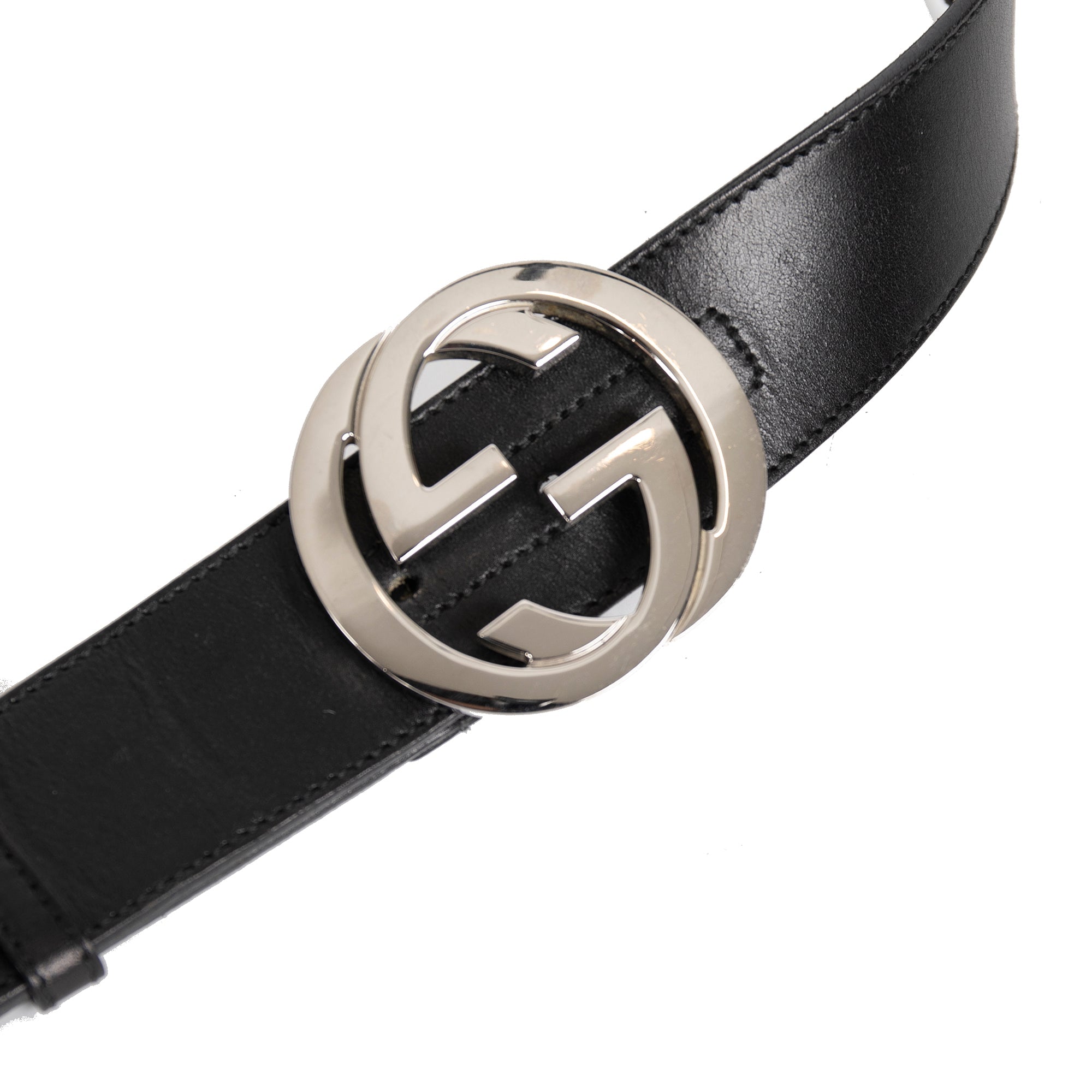 Gucci Black Leather Belt with Double G Buckle