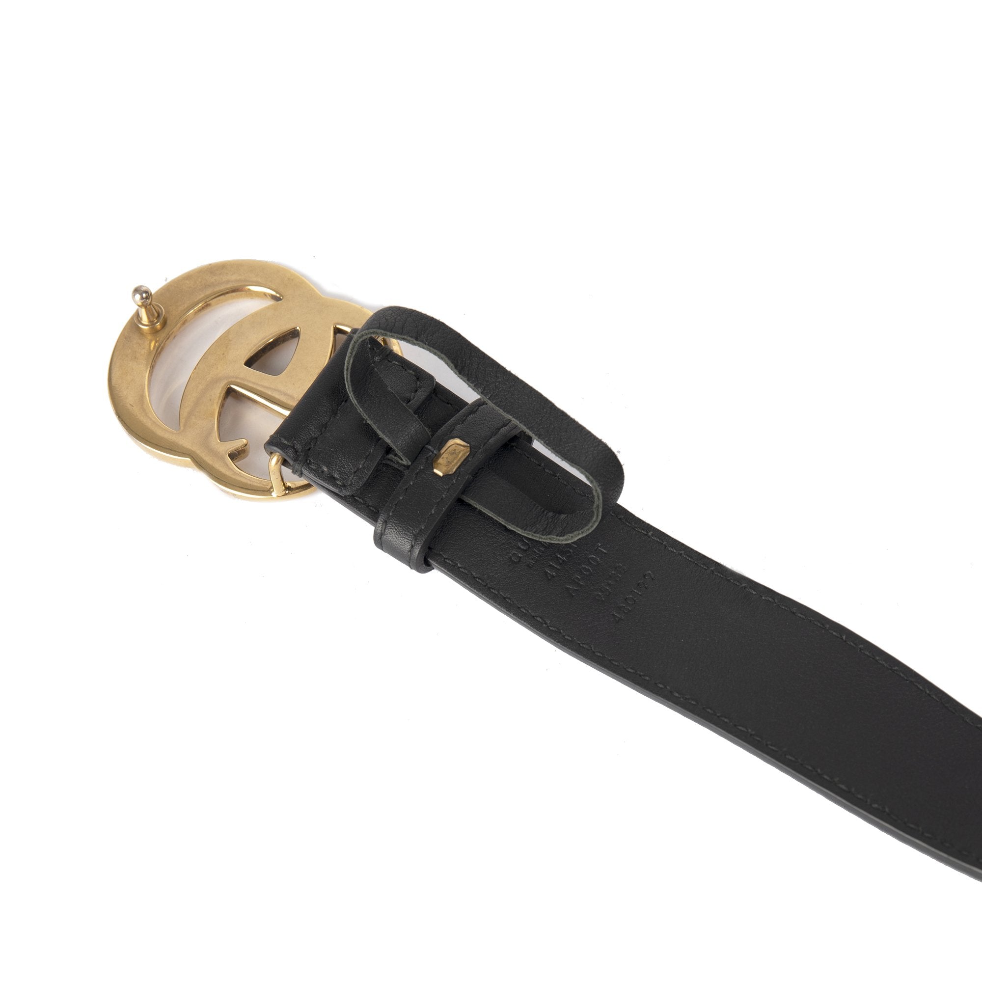 Gucci Black Leather Belt with Double G Buckle