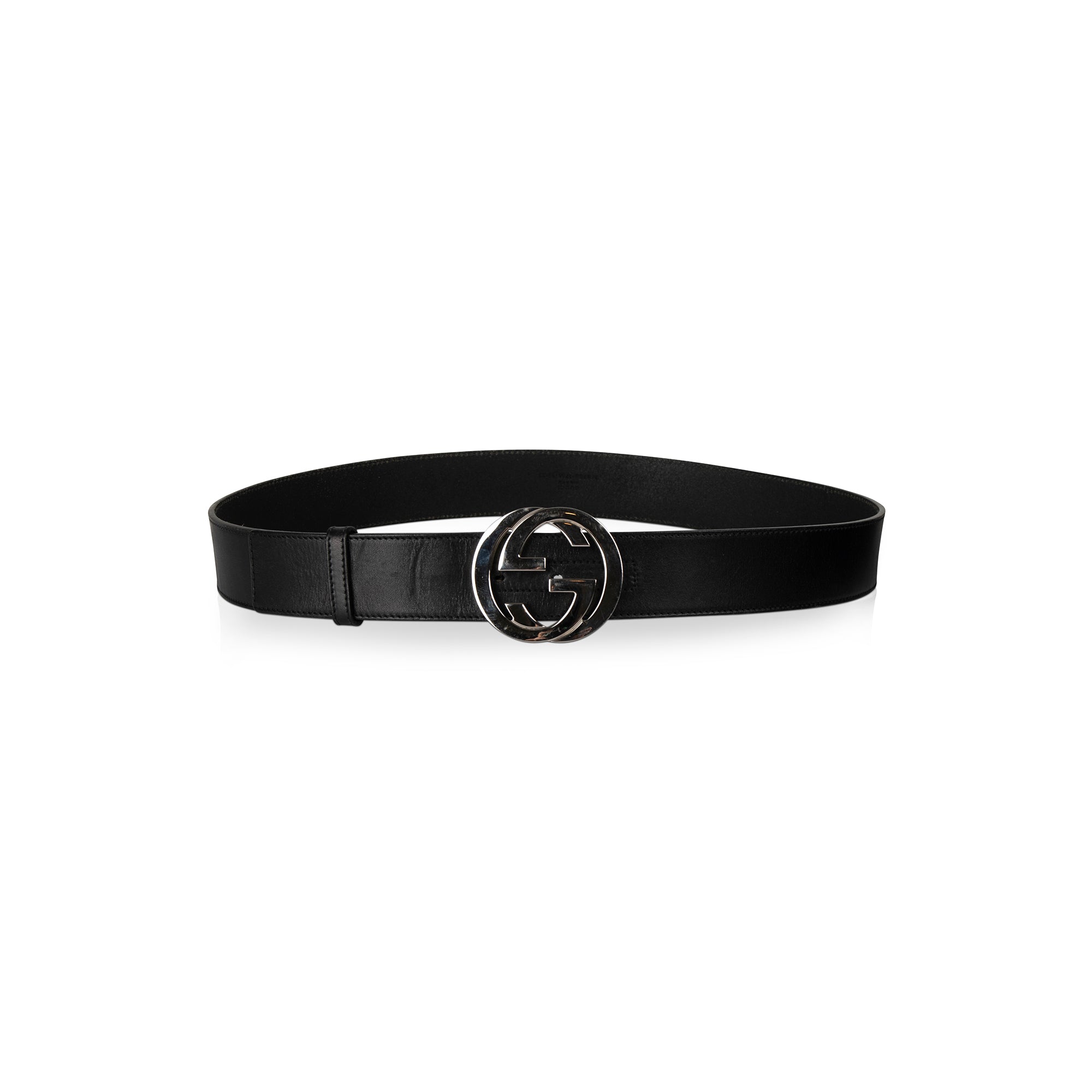 Gucci Black Leather Belt with Double G Buckle