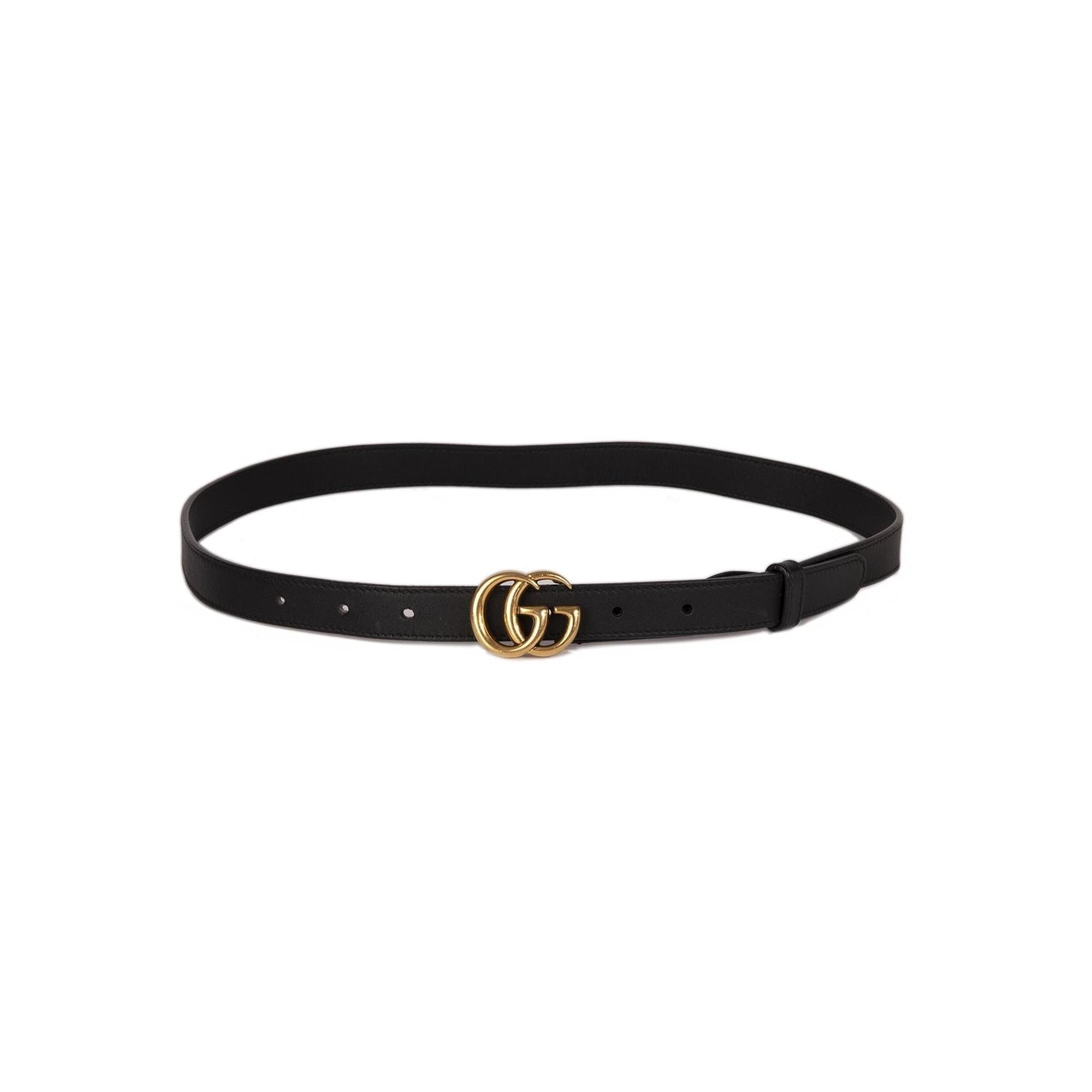 Gucci Black Leather Belt with Double G Buckle