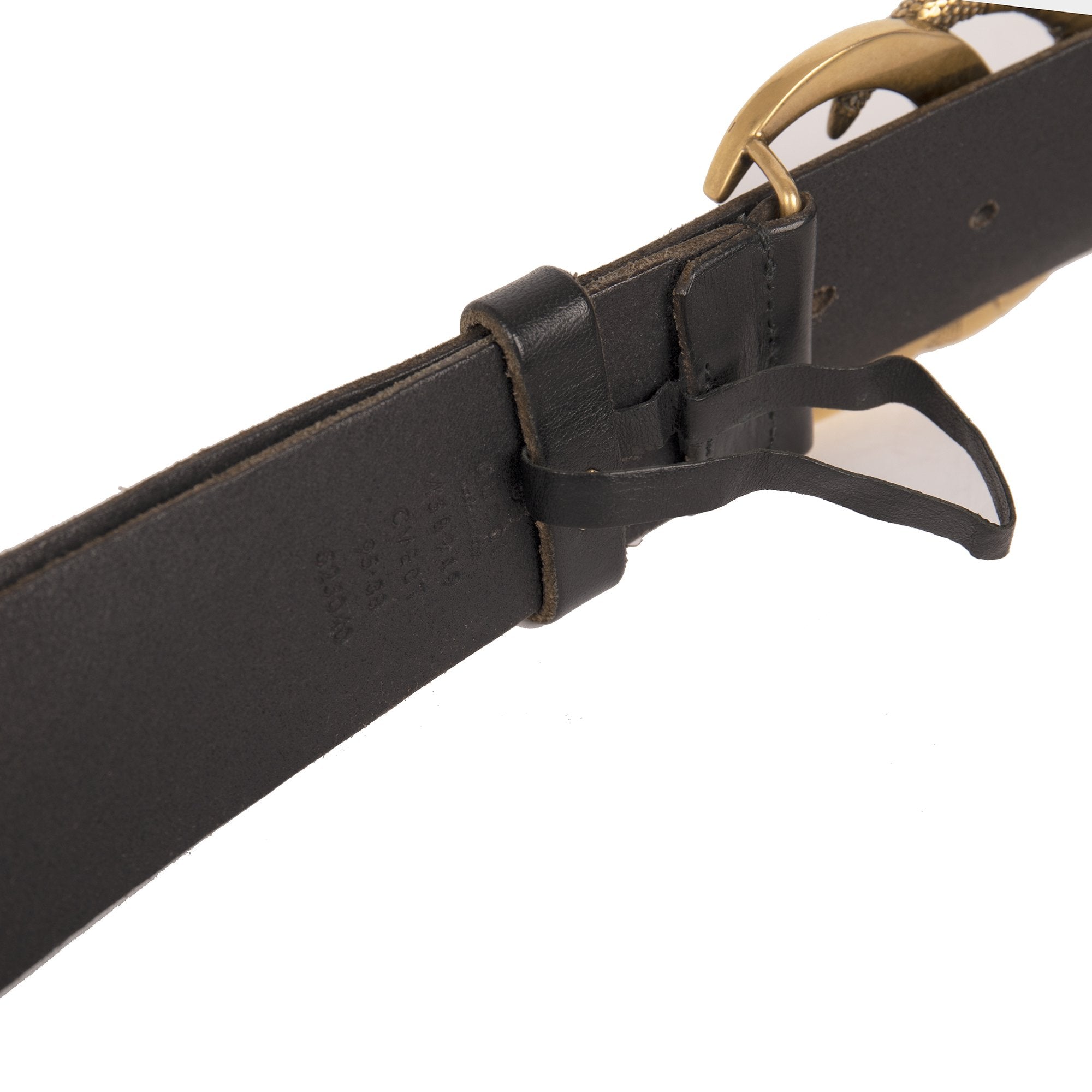 Gucci Black Leather Belt with Double G Snake Buckle w/ Box