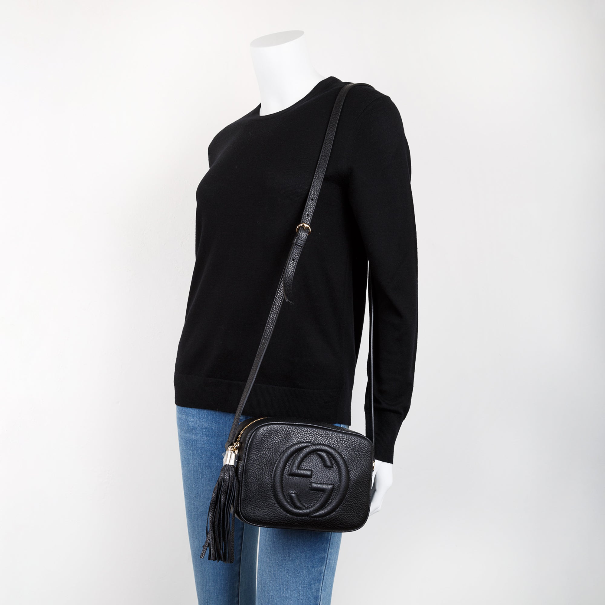 Gucci Black Leather Small Soho Disco Bag w/ Box