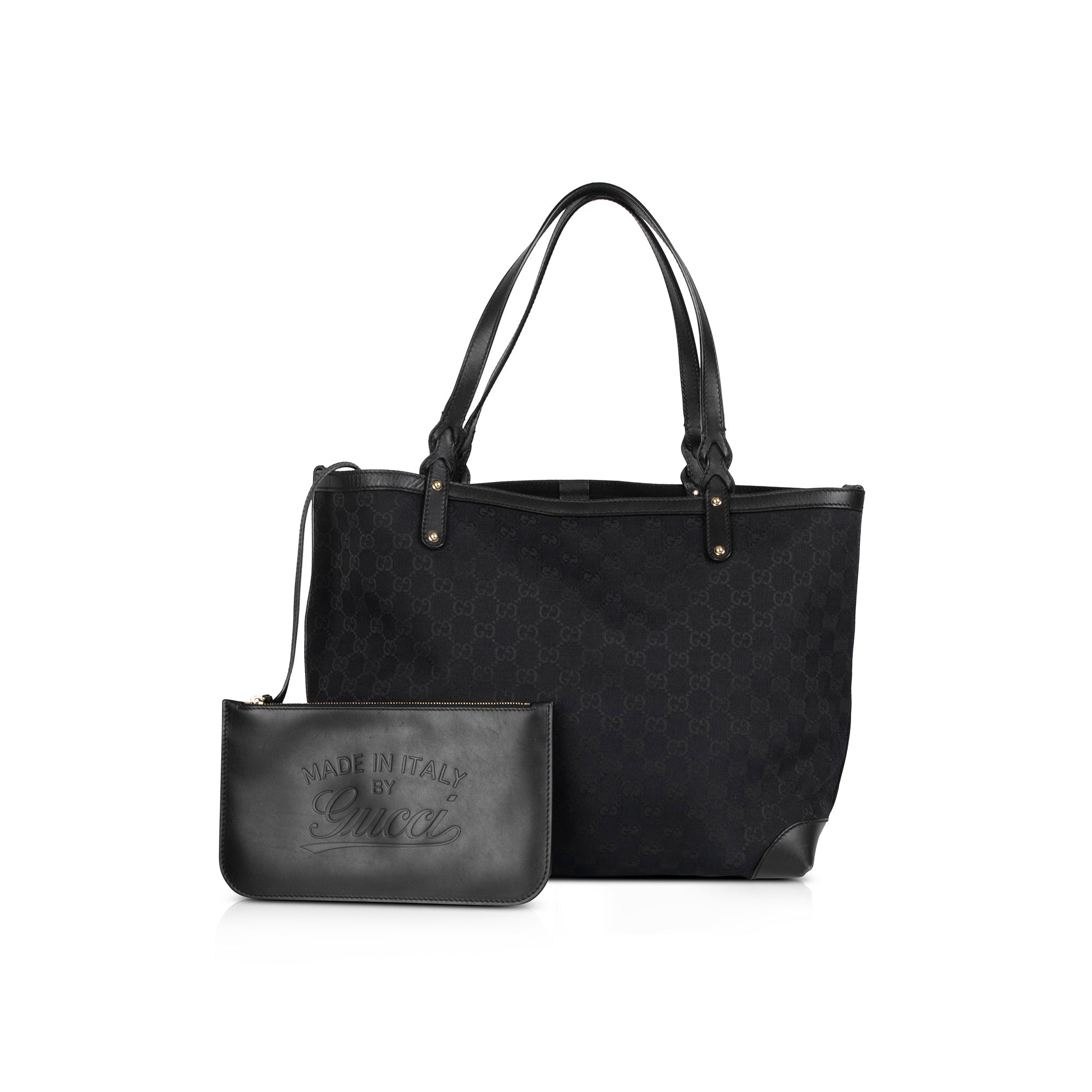 Gucci Black Medium GG Canvas Craft Tote w/ Pochette