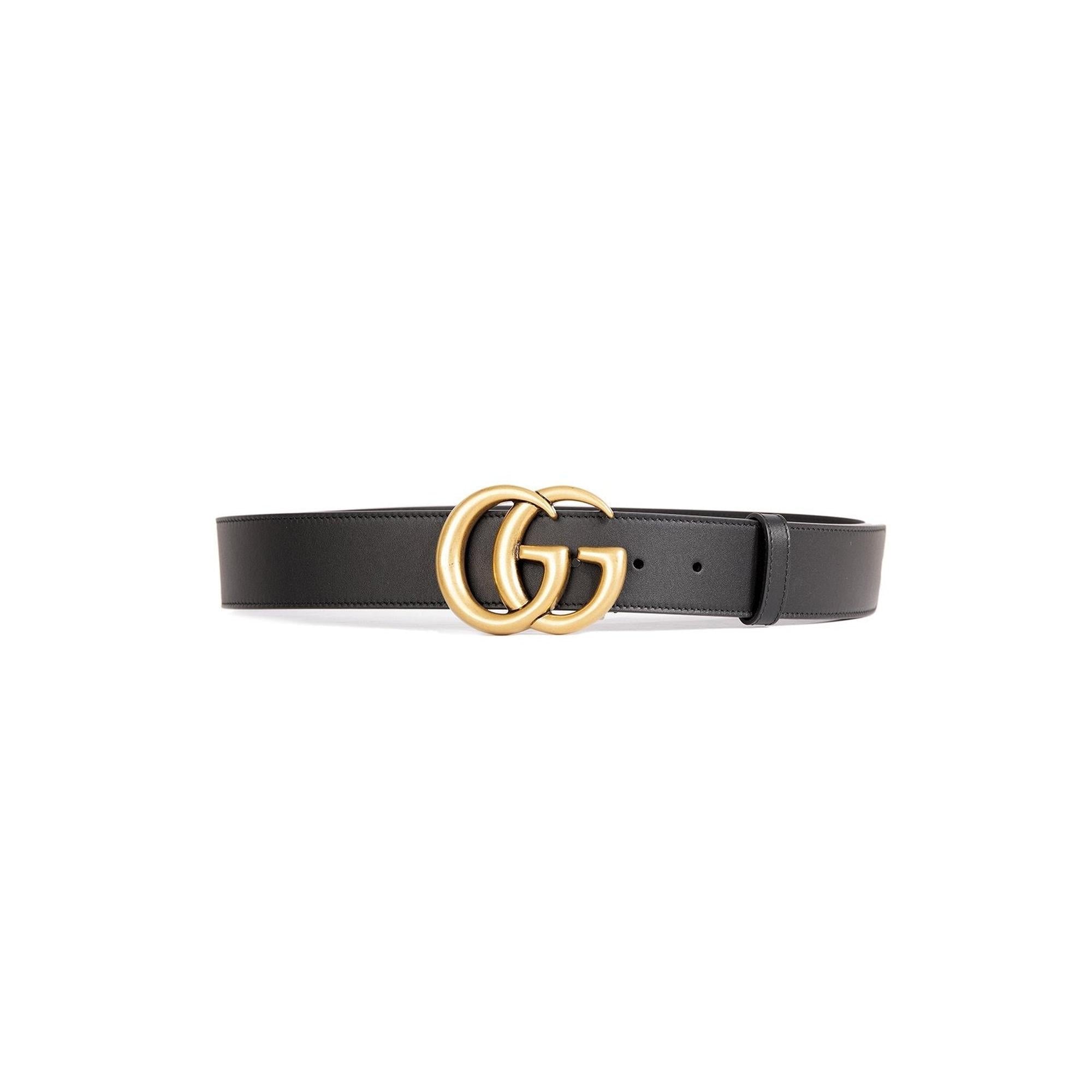 Gucci Black Wide Leather Belt with Double G Buckle