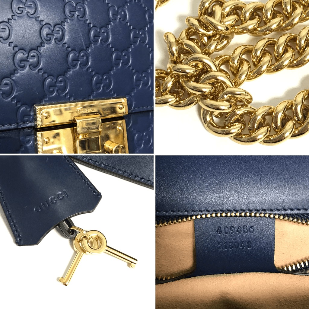 Gucci Blue Medium Padlock Signature Shoulder Bag