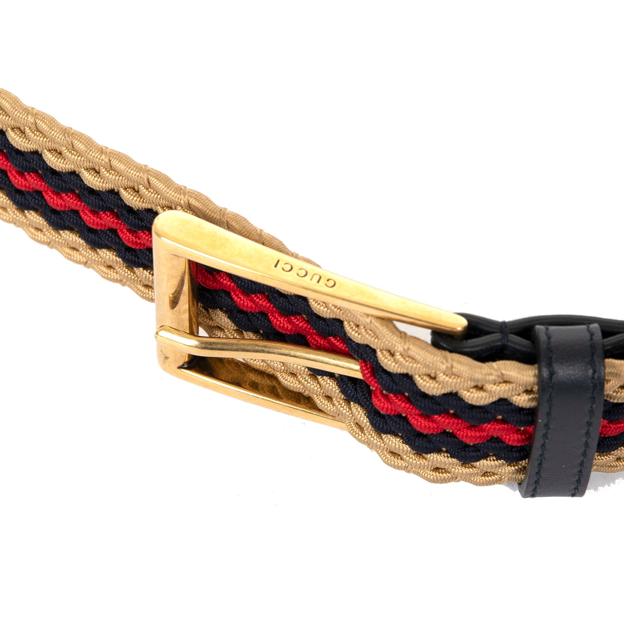 Gucci Braided Web Belt with Square Buckle