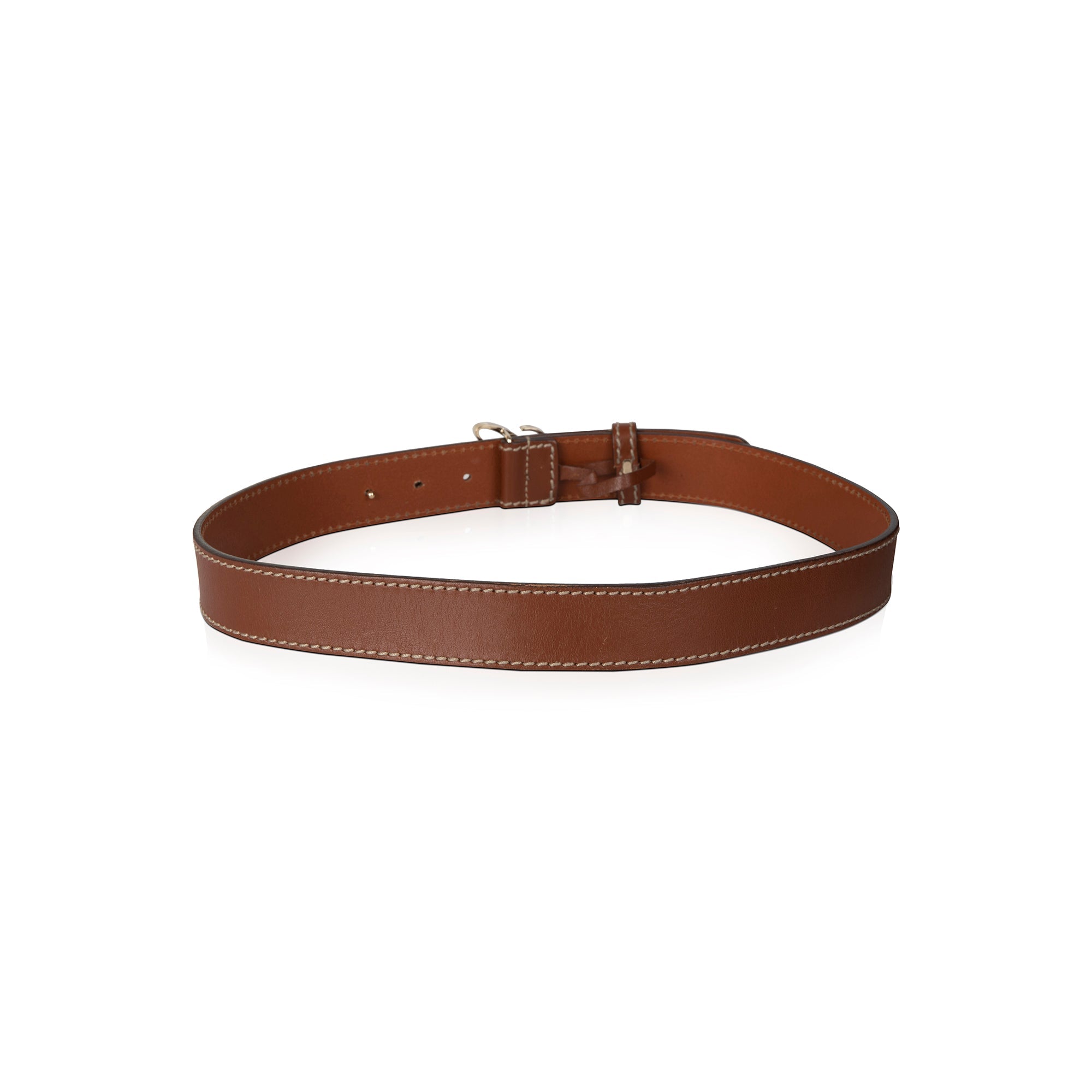 Gucci Brown Leather Belt with Script Logo Buckle