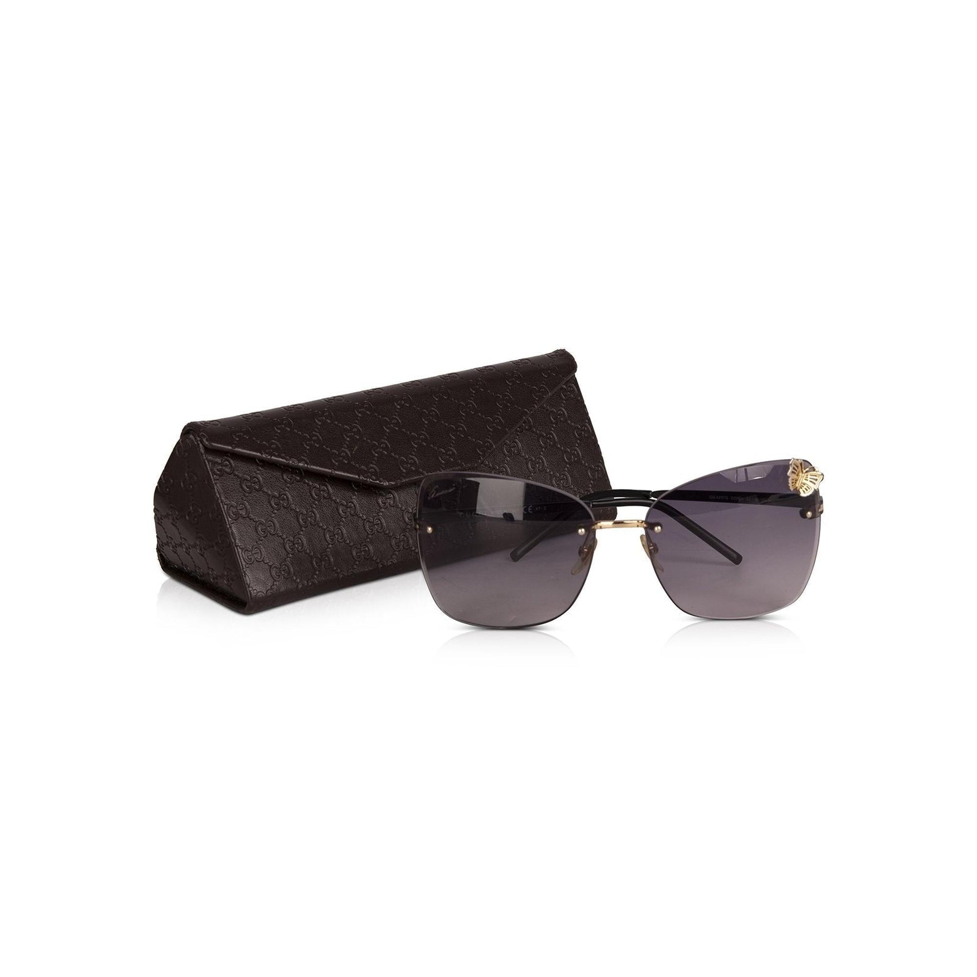 Gucci Butterfly Rimless Sunglasses w/ Case