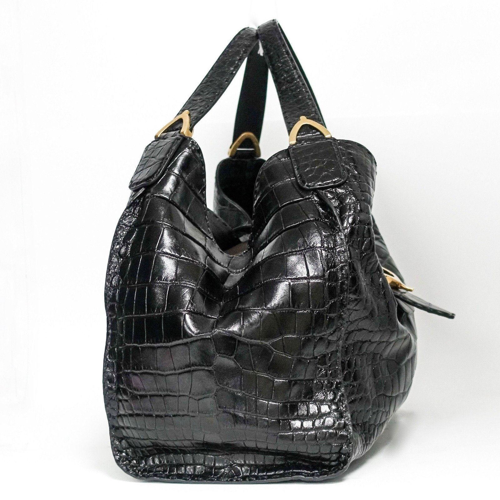 Gucci Crocodile Soft Stirrup Tote