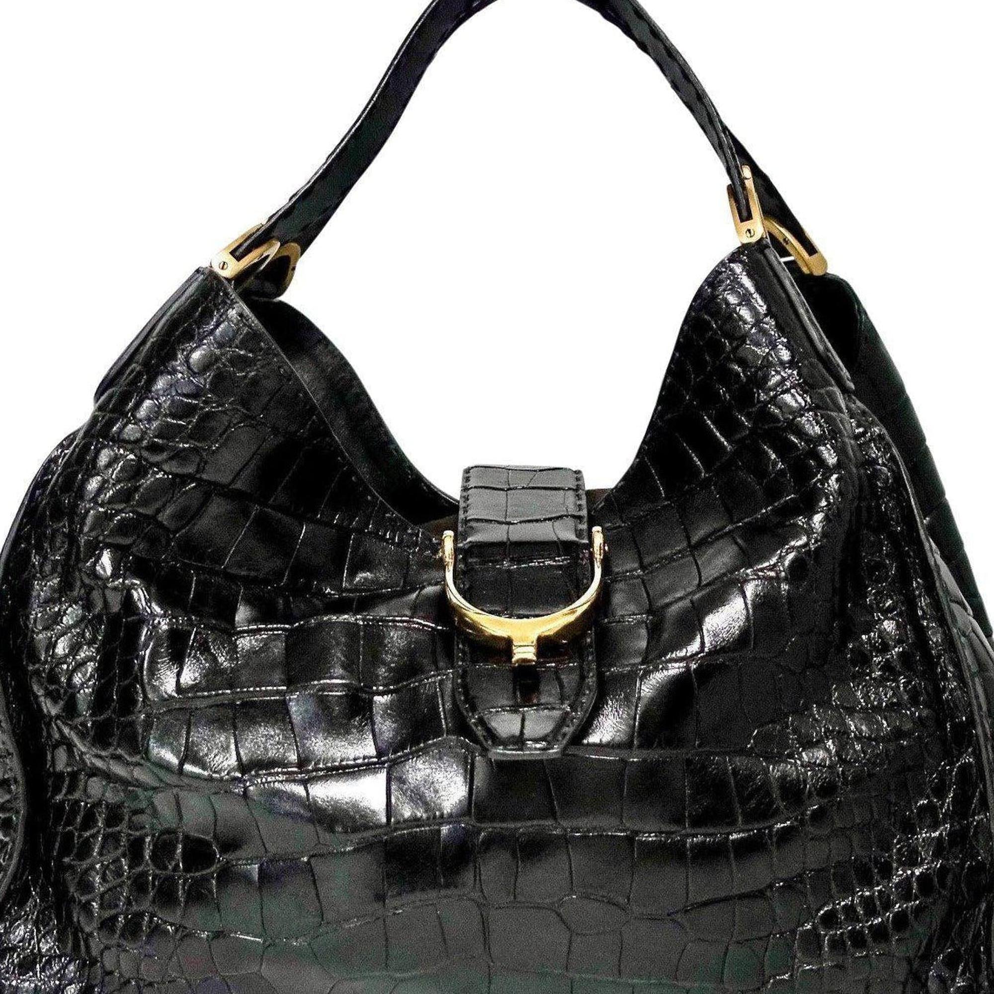 Gucci Crocodile Soft Stirrup Tote
