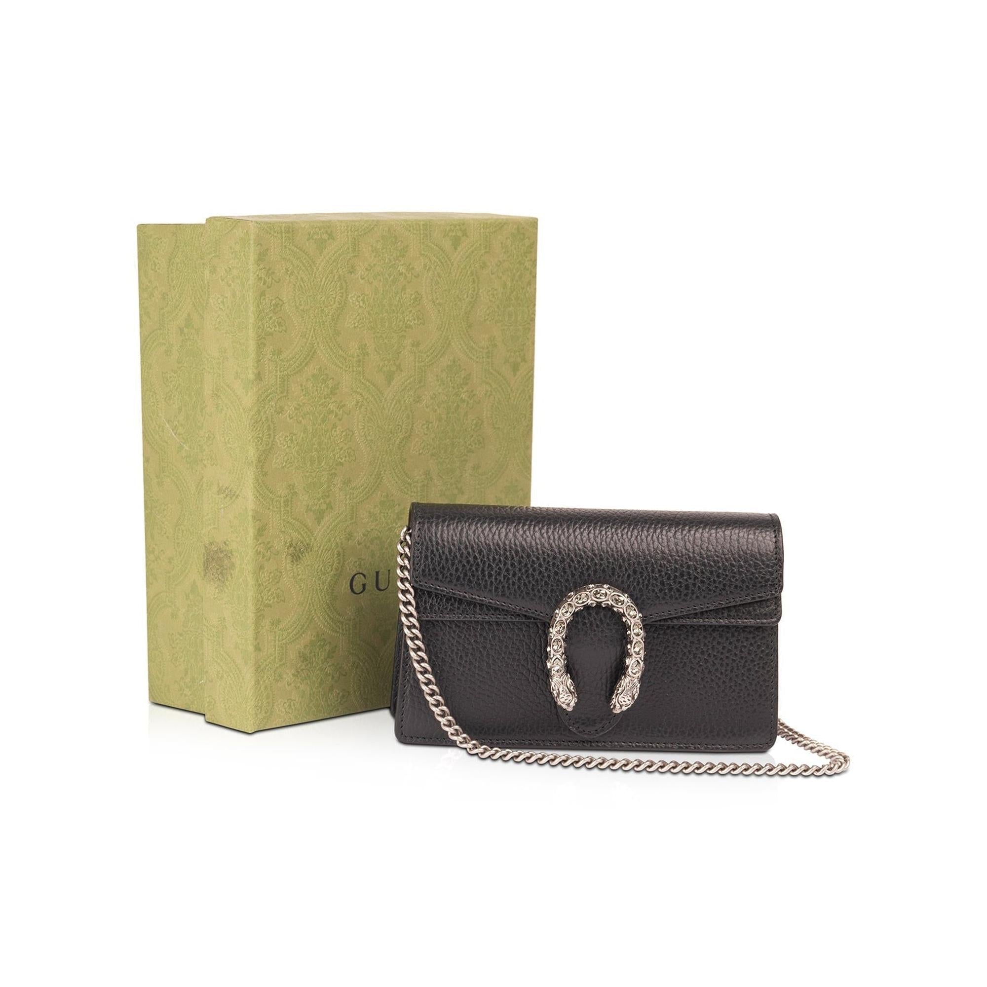 Gucci Dionysus Black Leather Super Mini Bag w/ Box