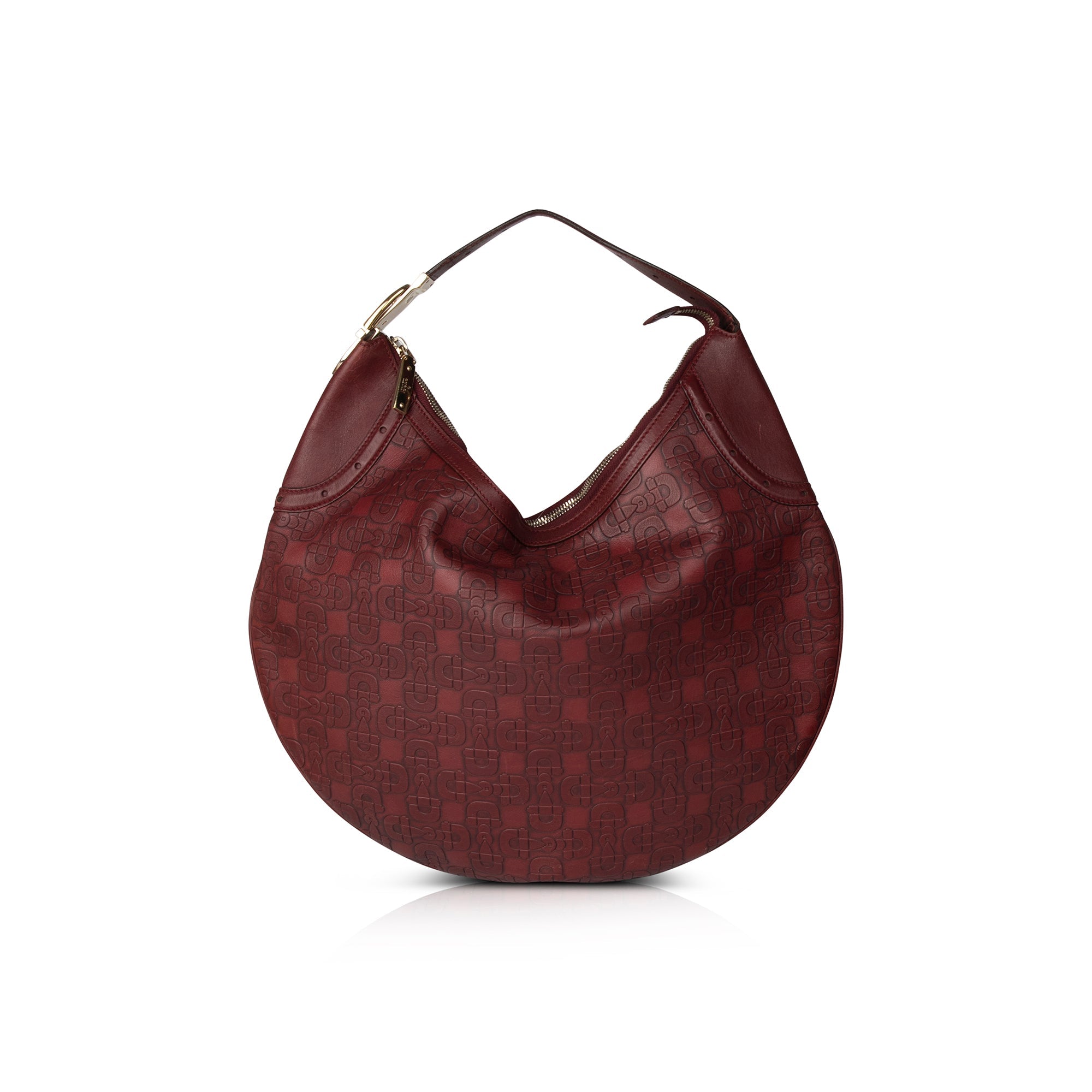 Gucci Embossed Horsebit Leather Glam Hobo
