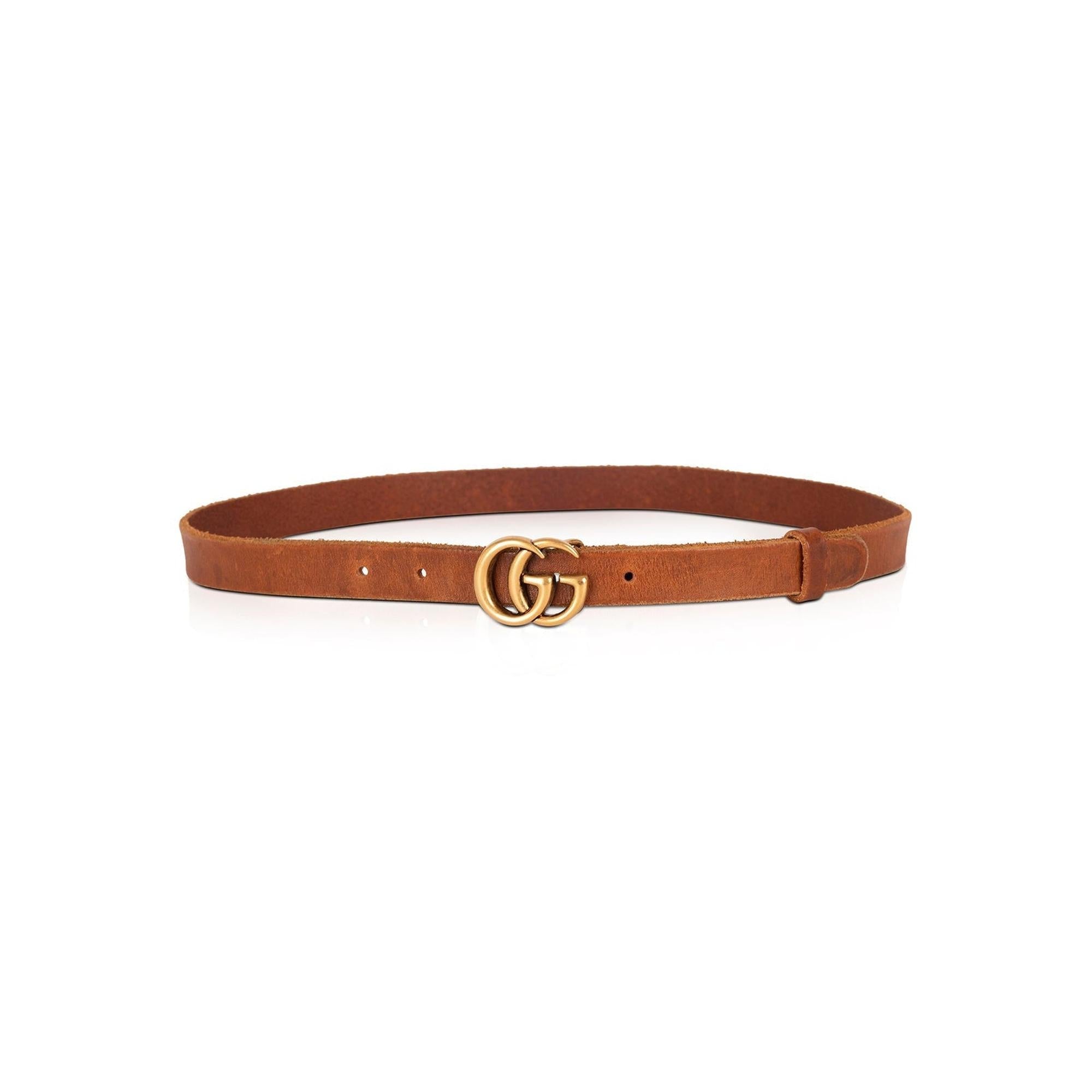 Gucci Faded Brown Leather Belt with Double G Buckle