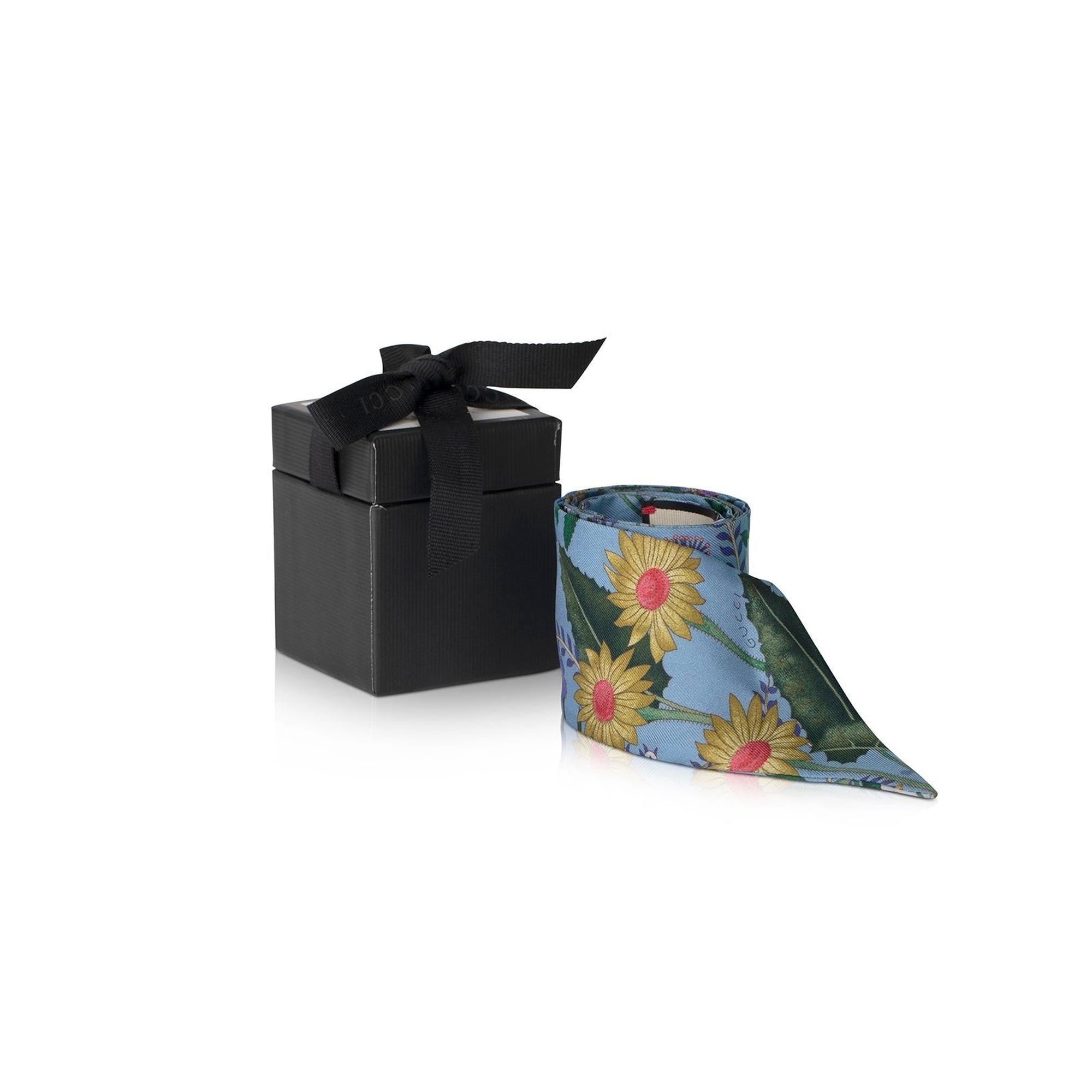 Gucci Floral Print Silk Twill Neck Bow w/ Box
