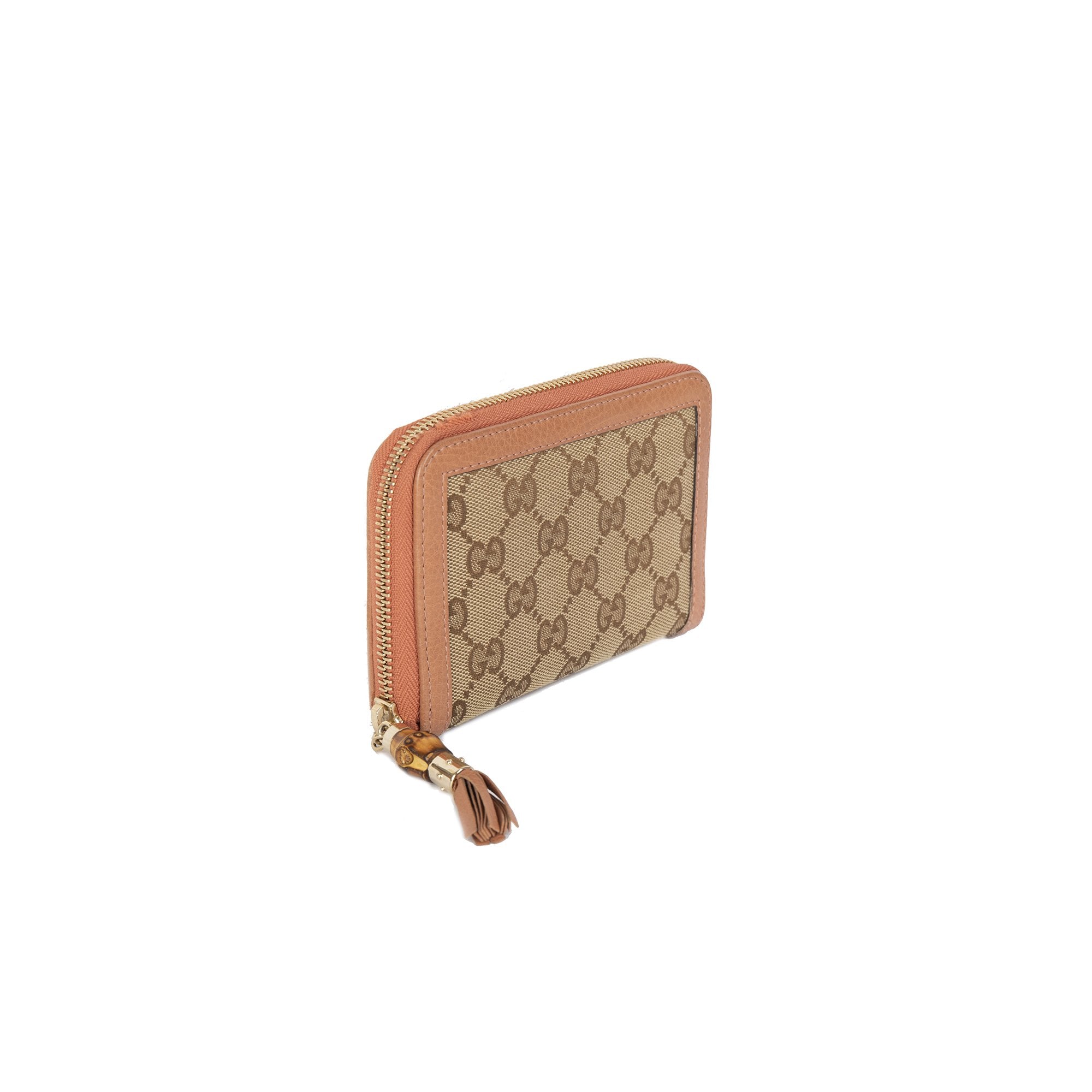 Gucci GG Bamboo Tassel Zip-Around Wallet w/ Box