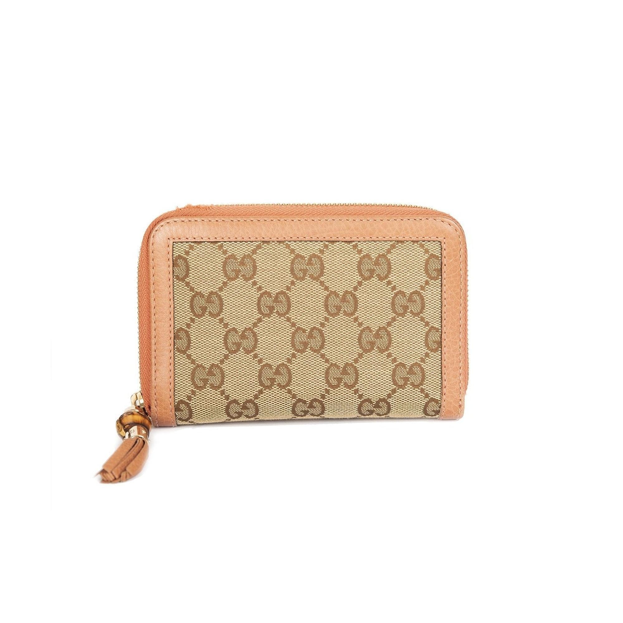Gucci GG Bamboo Tassel Zip-Around Wallet w/ Box