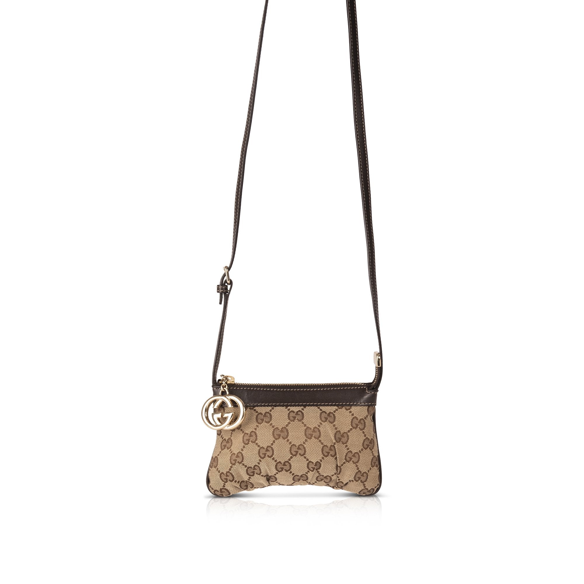 Gucci GG Canvas Charm Sling Pochette w/ Box