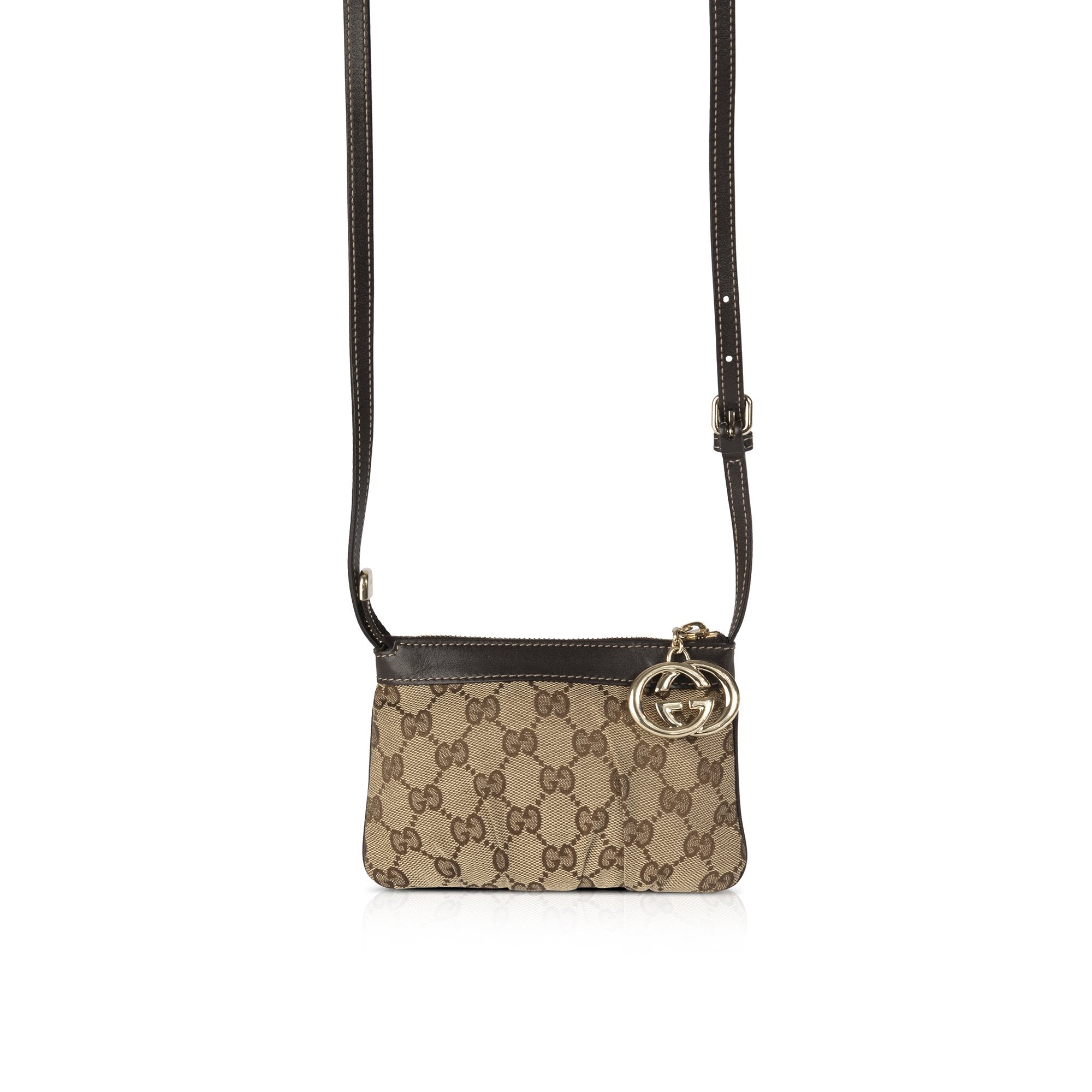 Gucci GG Canvas Charm Sling Pochette w/ Box