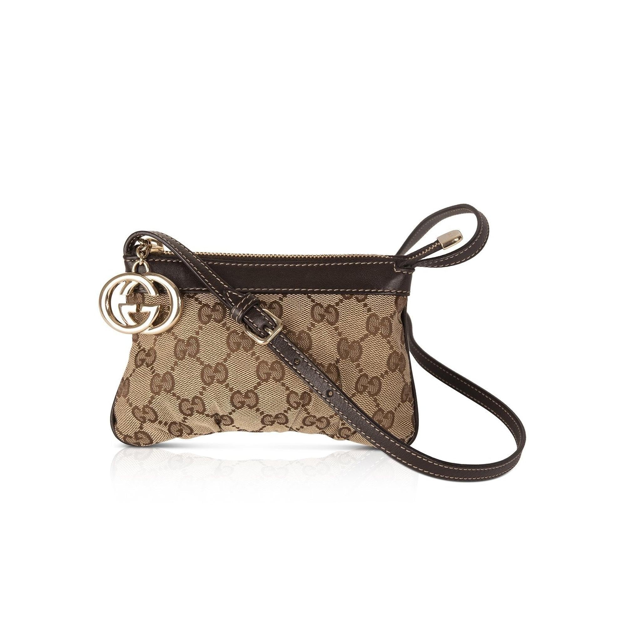 Gucci GG Canvas Charm Sling Pochette w/ Box