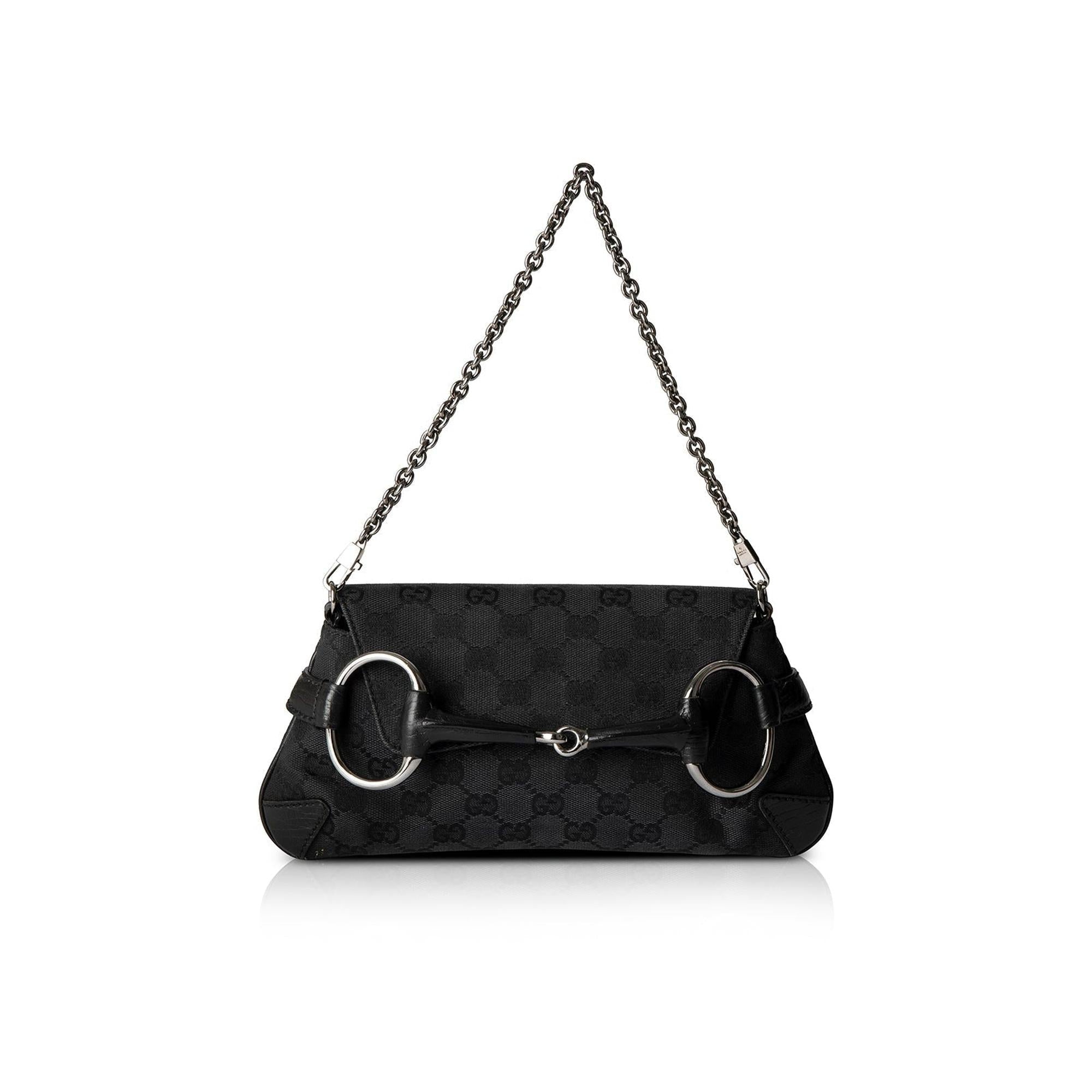 Gucci GG Canvas Horsebit Chain Clutch