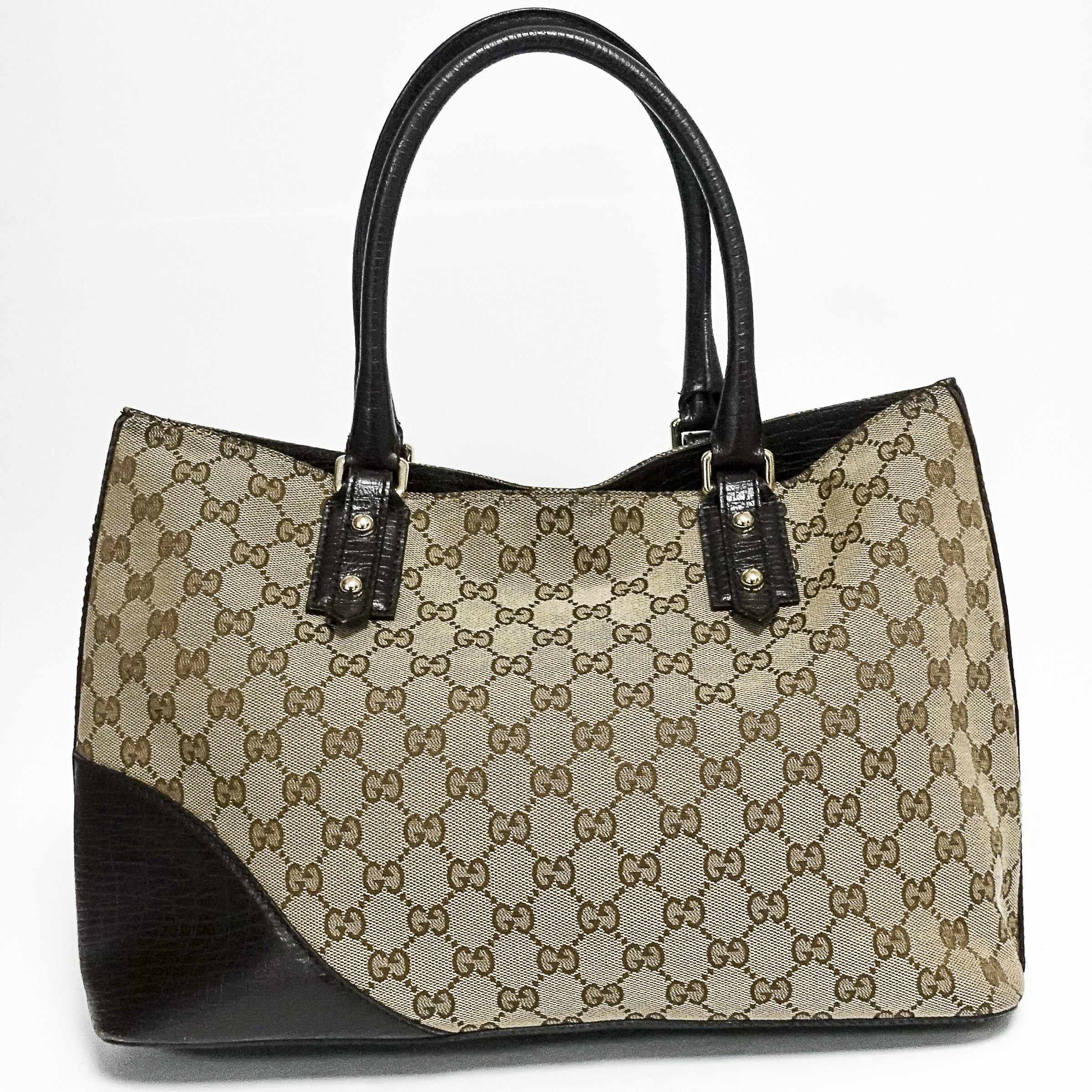 Gucci GG Canvas Horsebit Hasler Tote Handbag