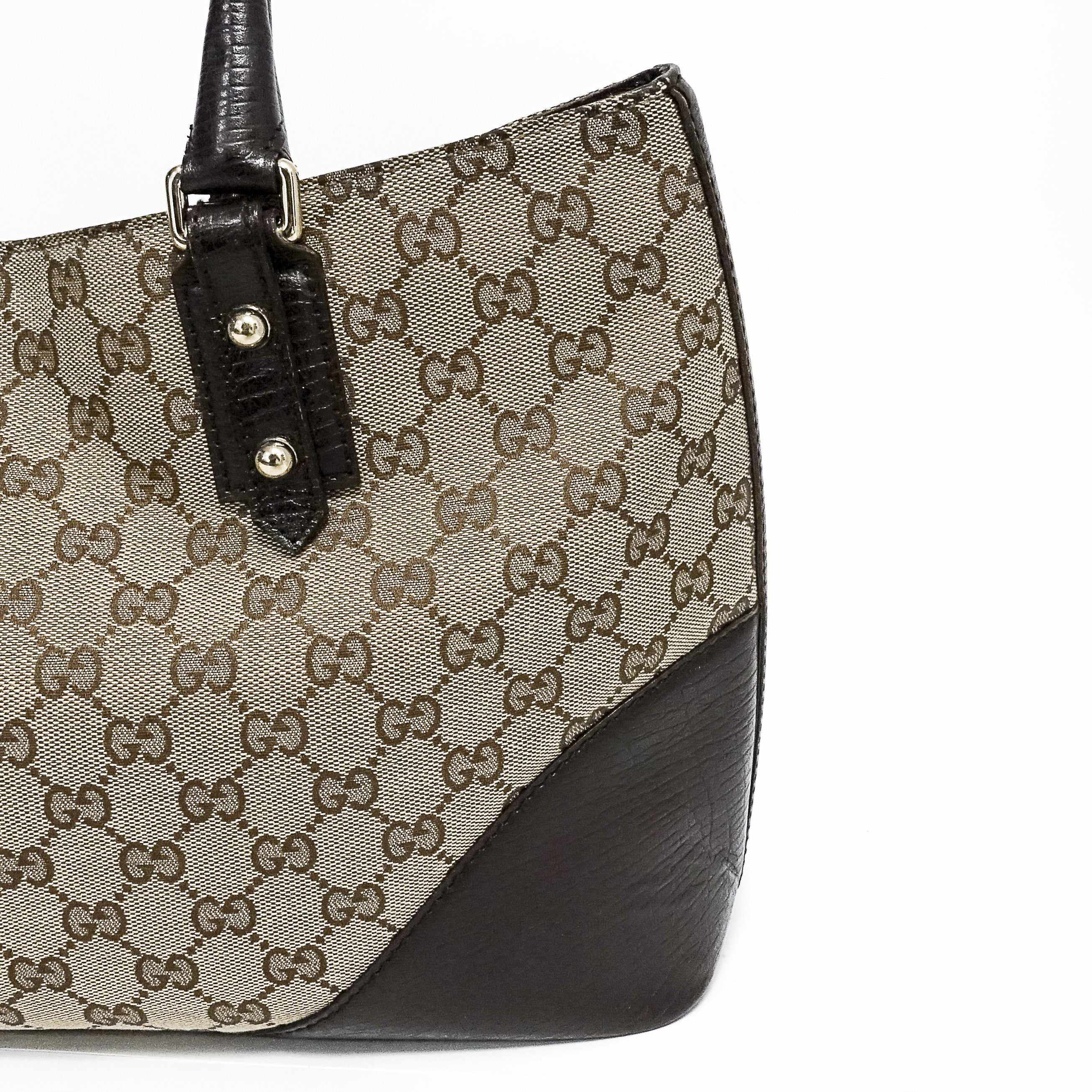 Gucci GG Canvas Horsebit Hasler Tote Handbag