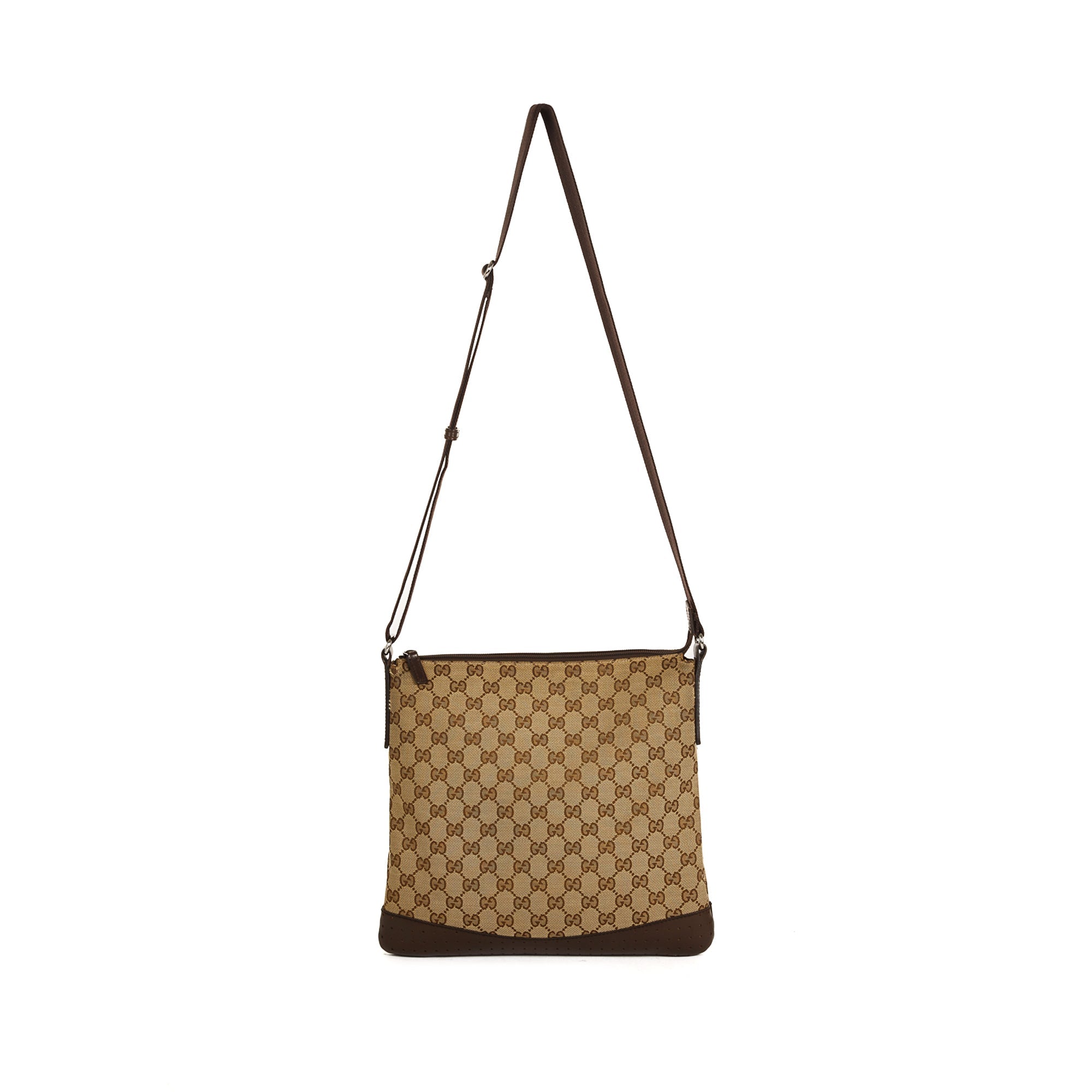 Gucci GG Canvas Perforated Leather Medium Messenger Bag