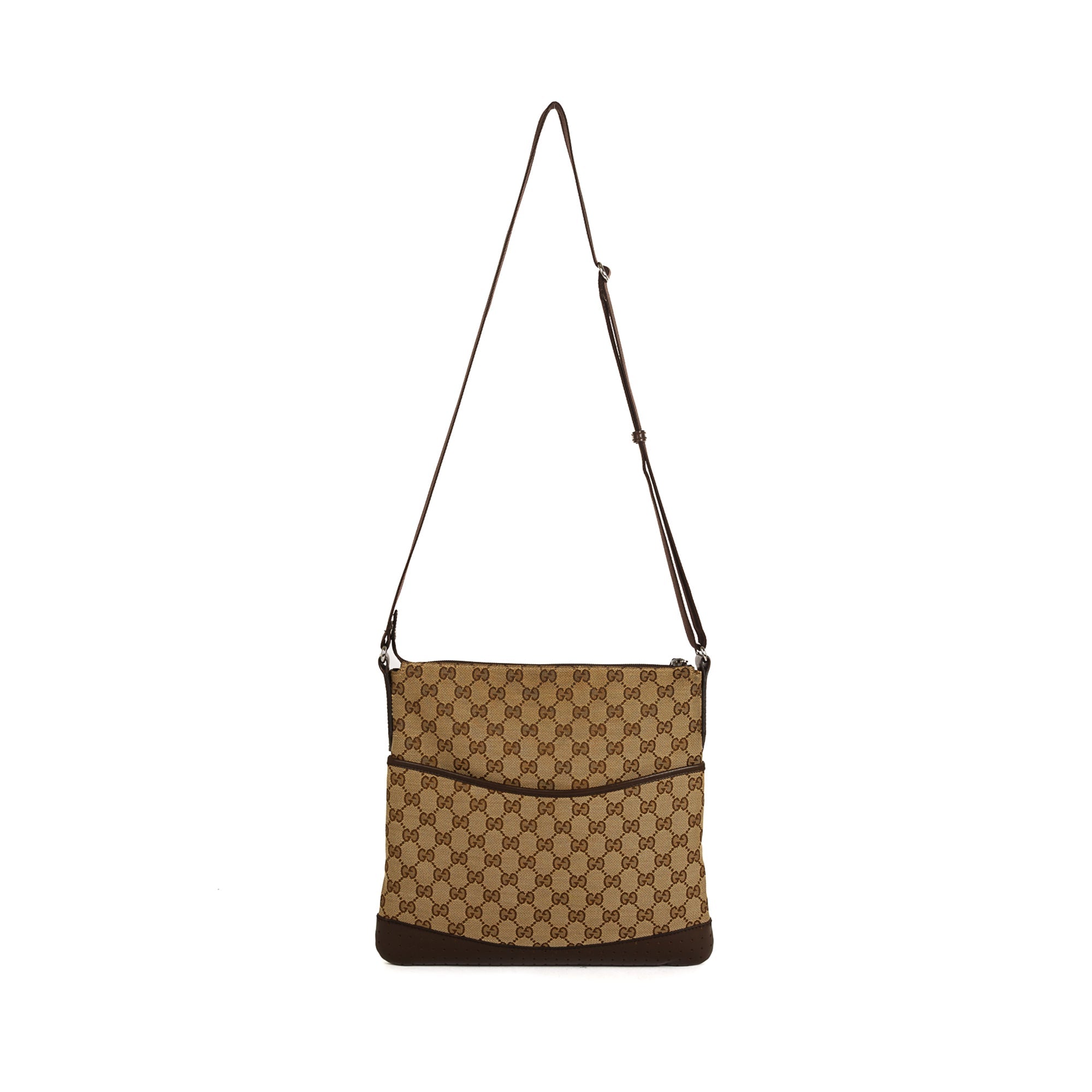 Gucci GG Canvas Perforated Leather Medium Messenger Bag