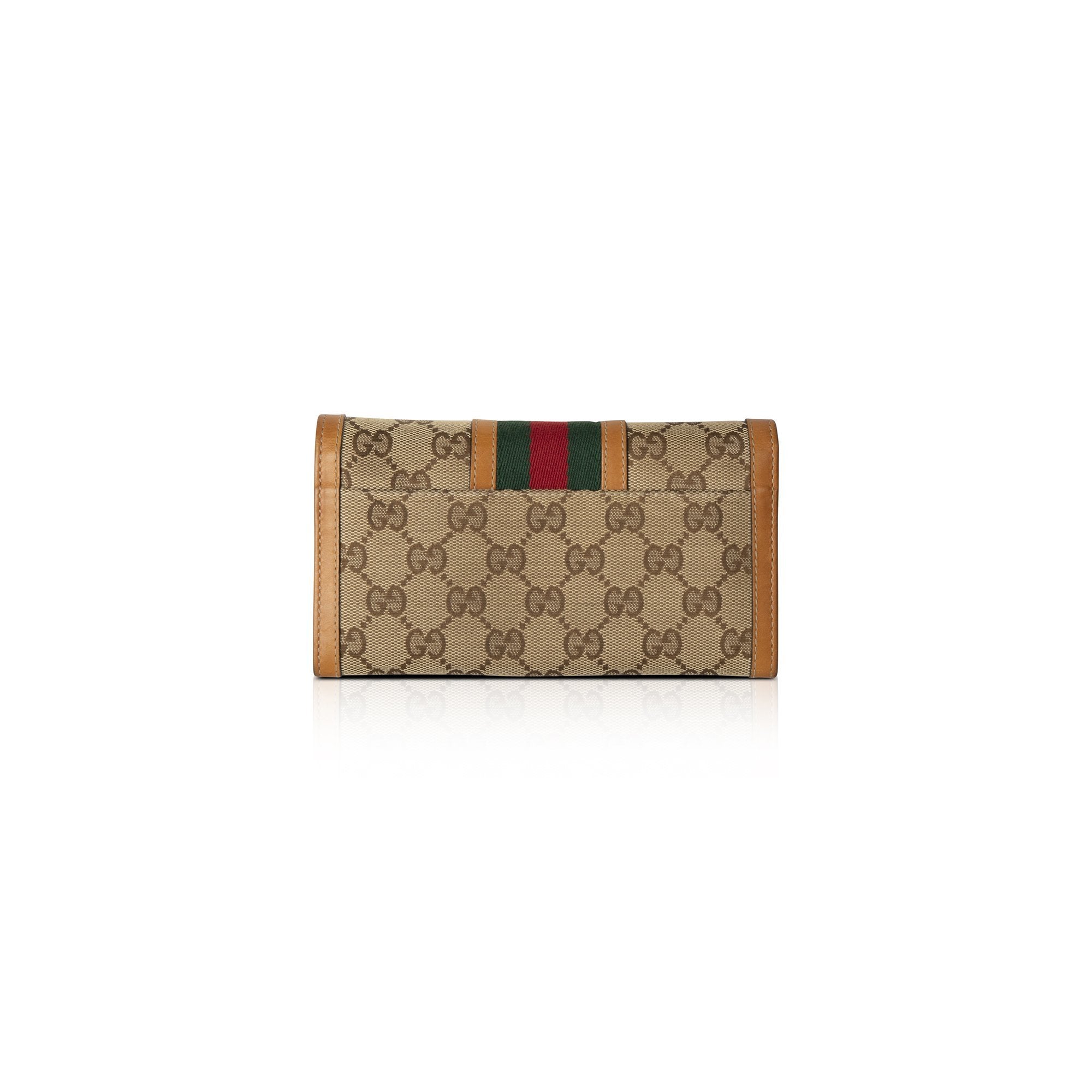 Gucci GG Canvas Web Continental Wallet w/ Box