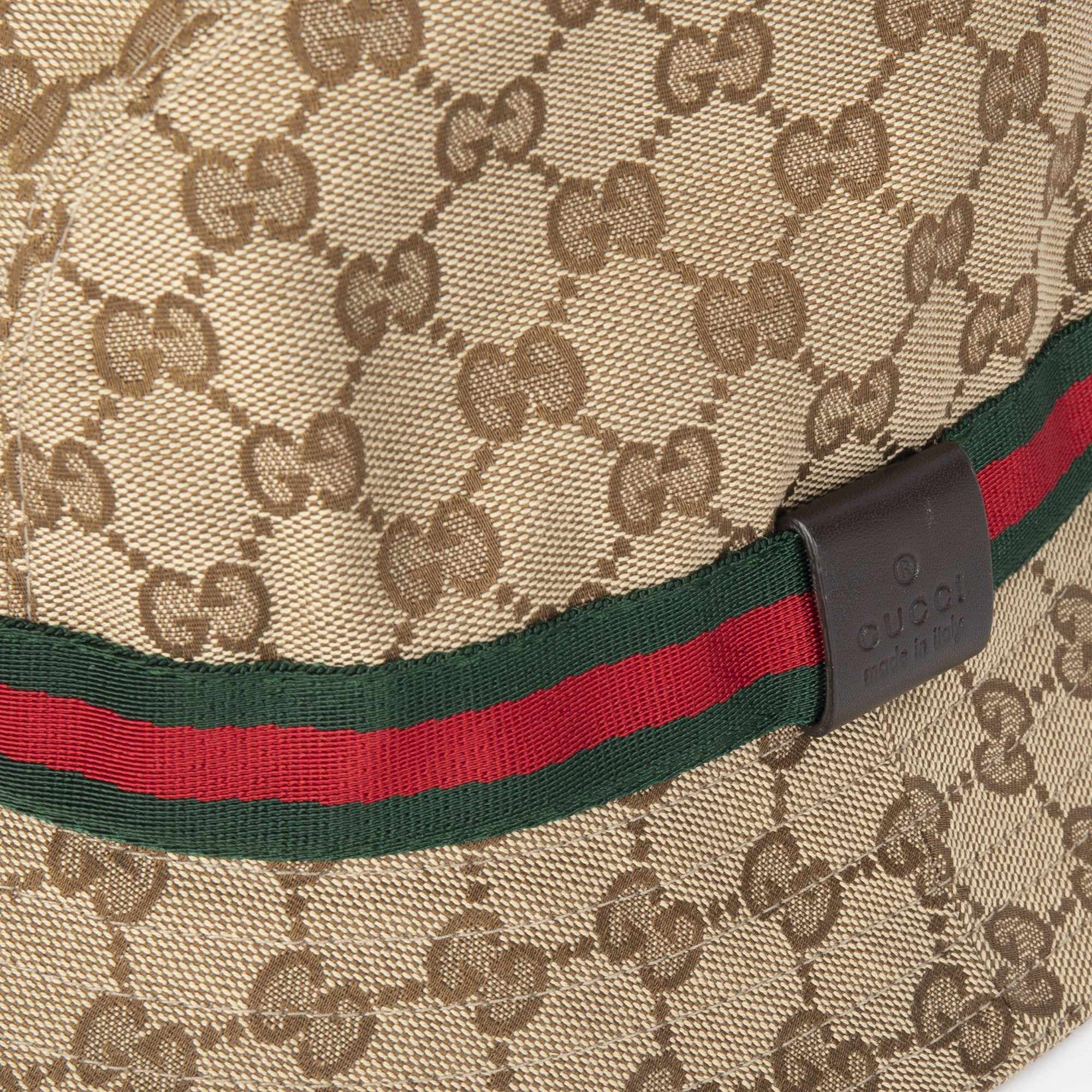 Gucci GG Canvas Web-Trimmed Bucket Hat, Size M