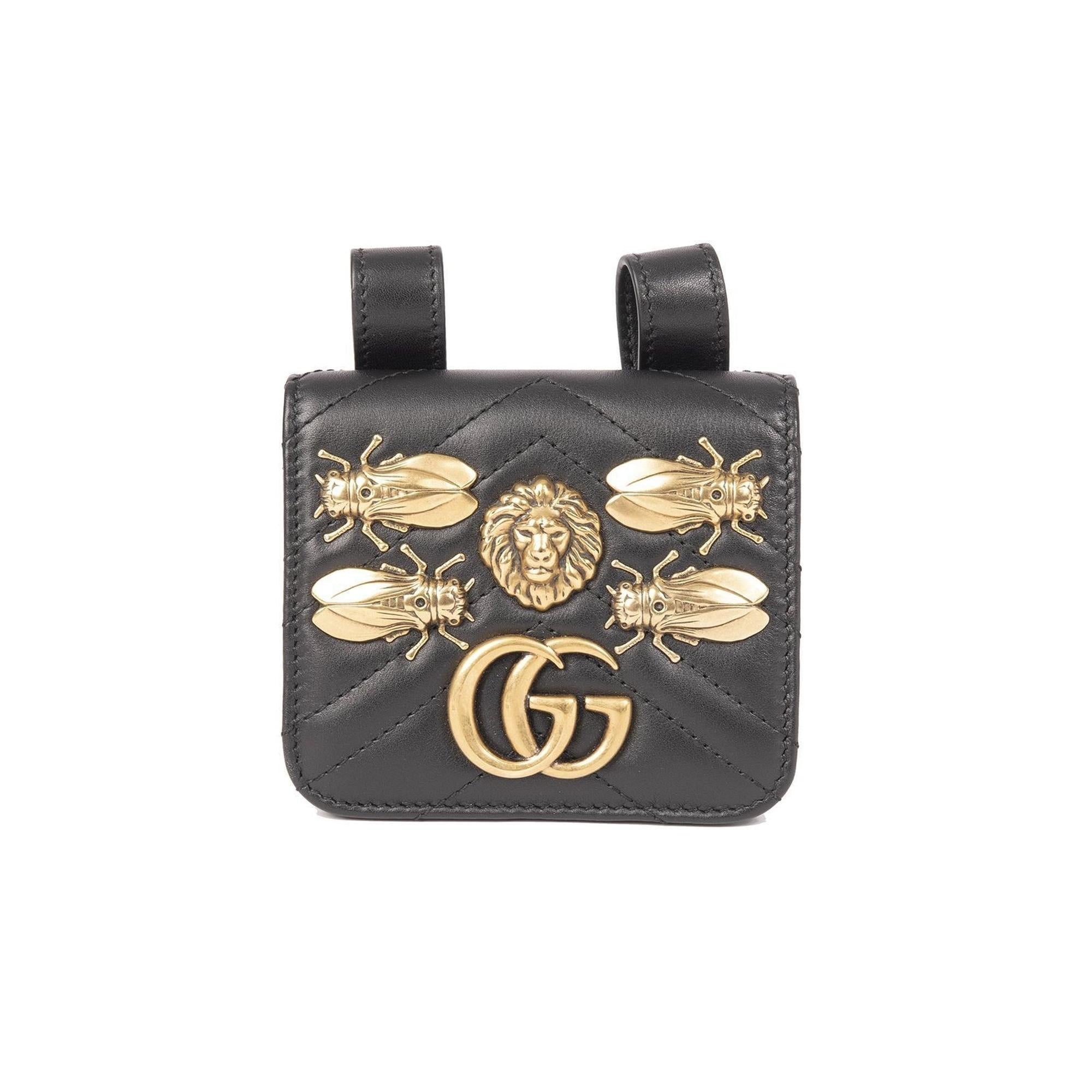 Gucci GG Marmont Animal Studs Matelasse Belt Pouch w/ Box