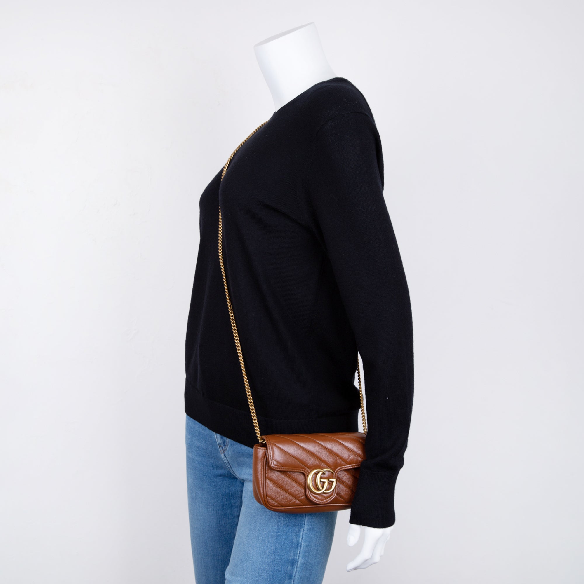 Gucci GG Marmont Diagonal Super Mini Bag w/ Box